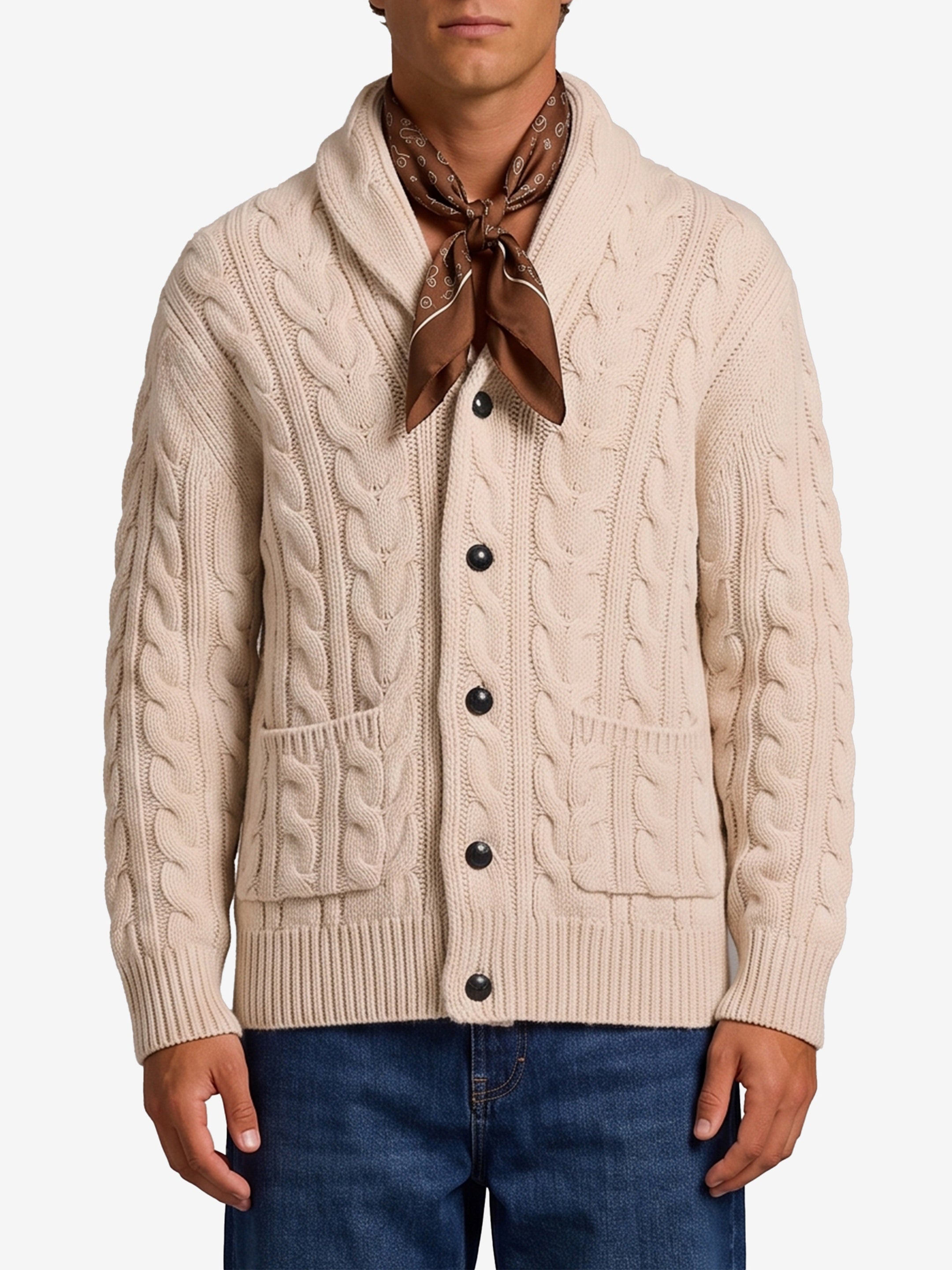 Braided wool cardigan