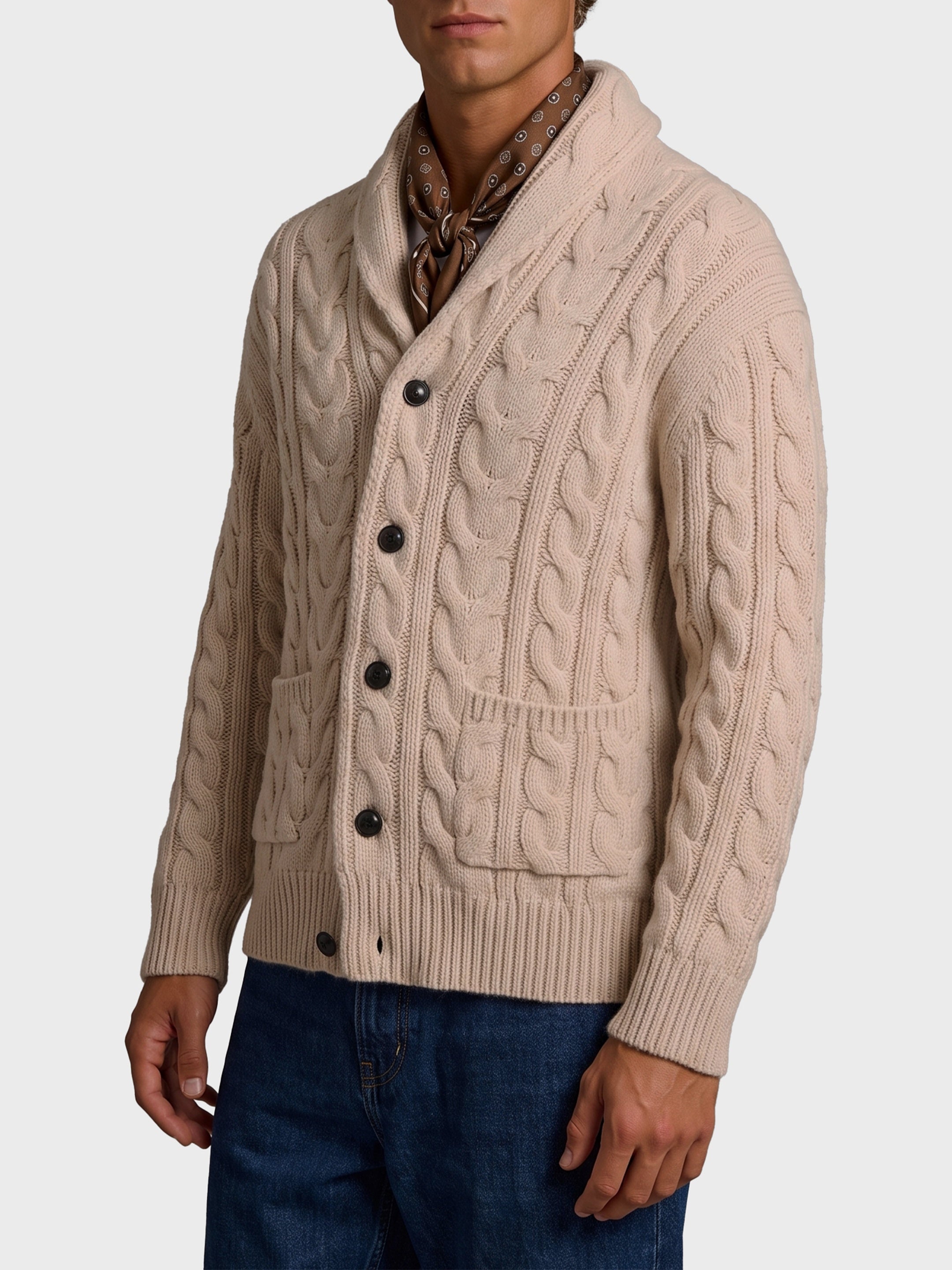 Braided wool cardigan
