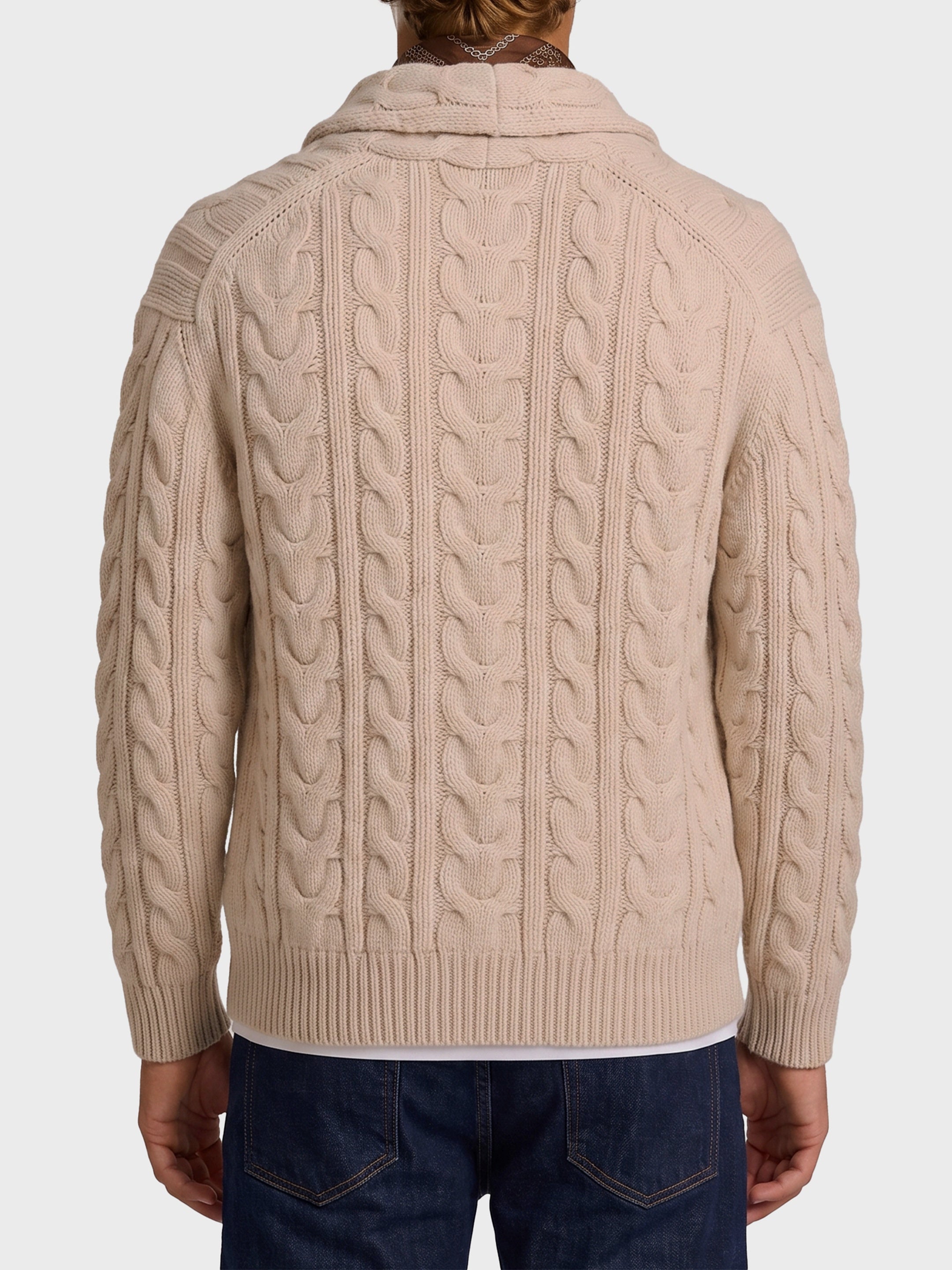 Braided wool cardigan