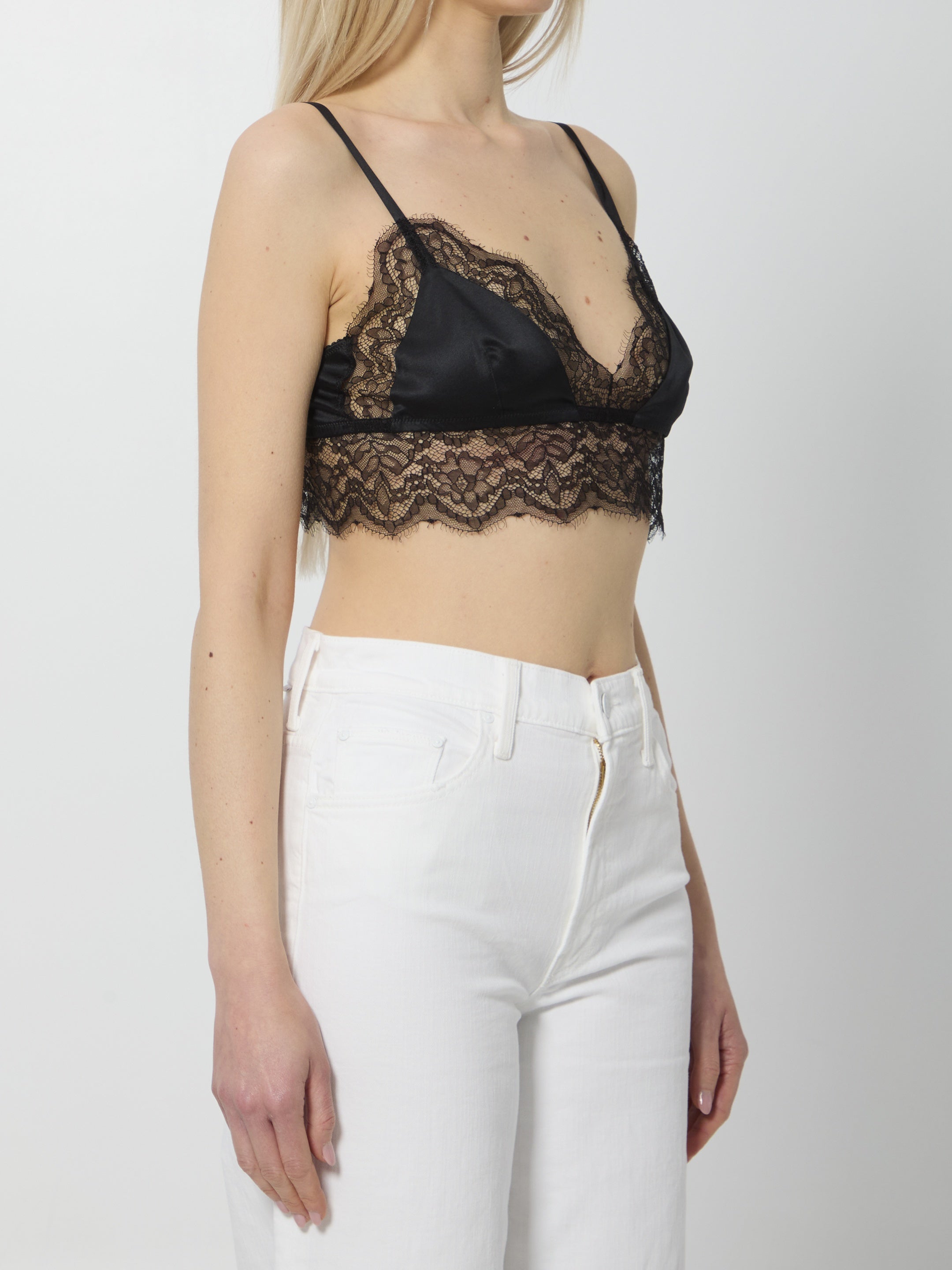 Satin bralette with lace