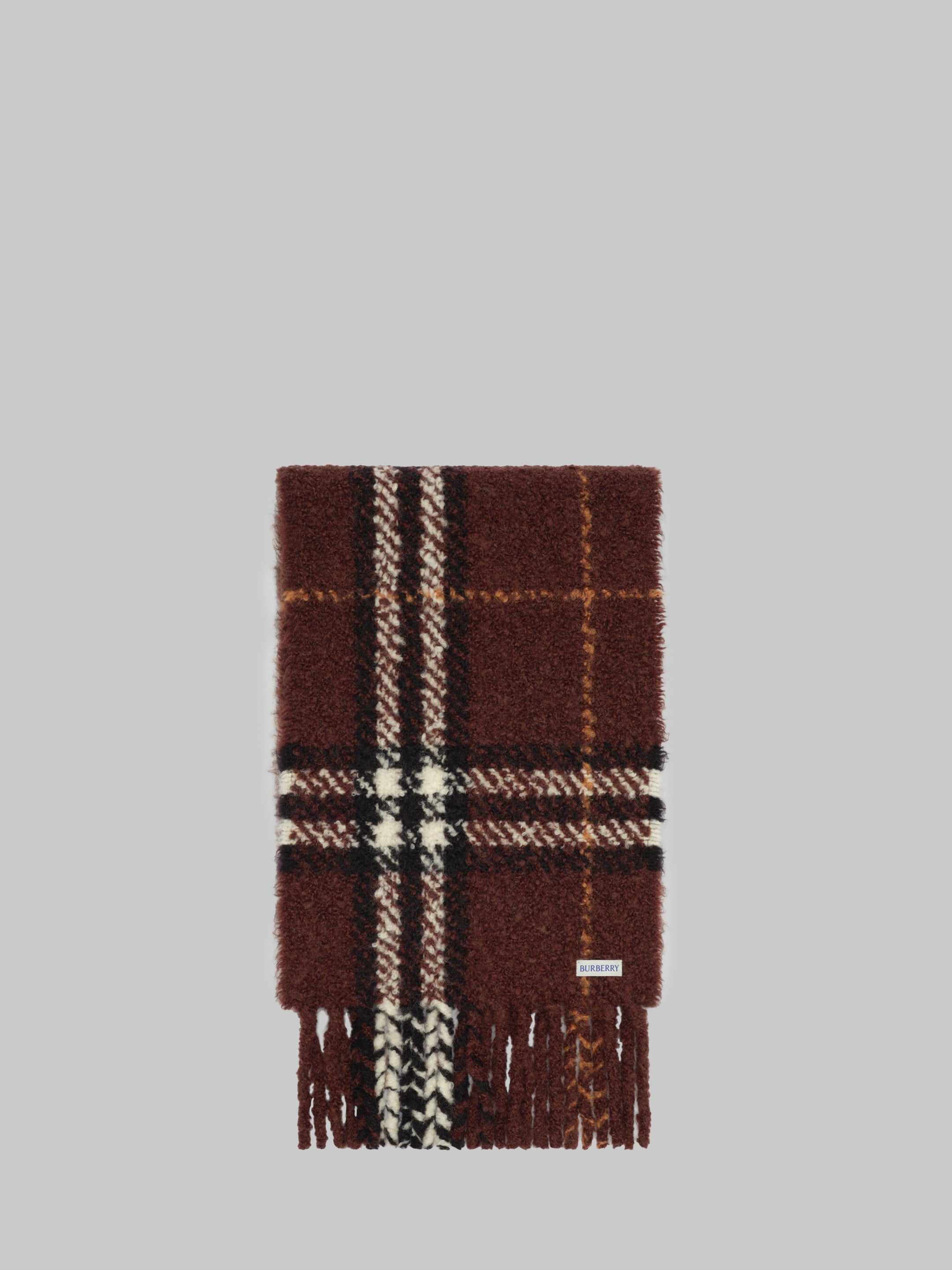 Brown Check bouclé scarf