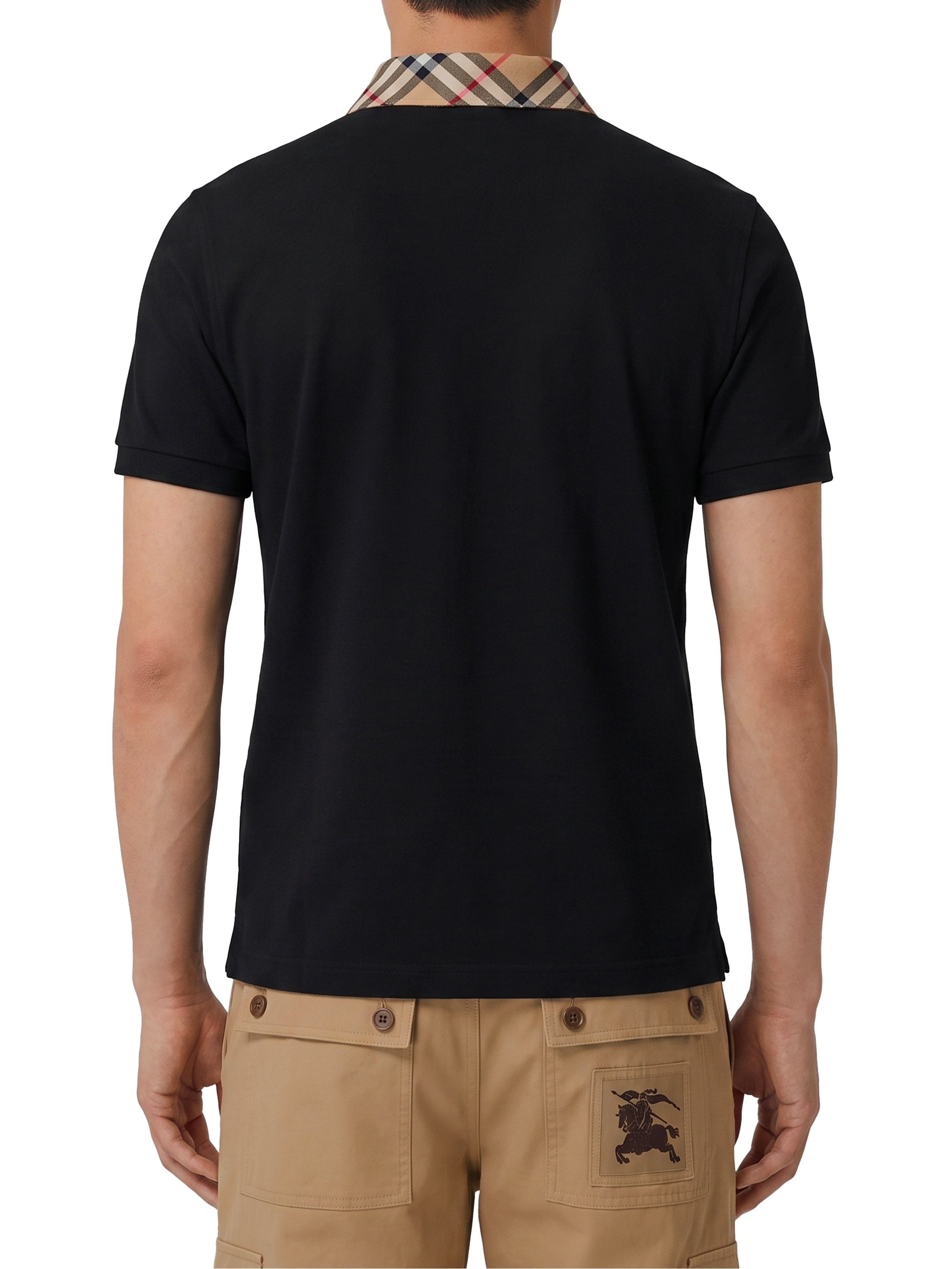 Check-collar cotton polo shirt