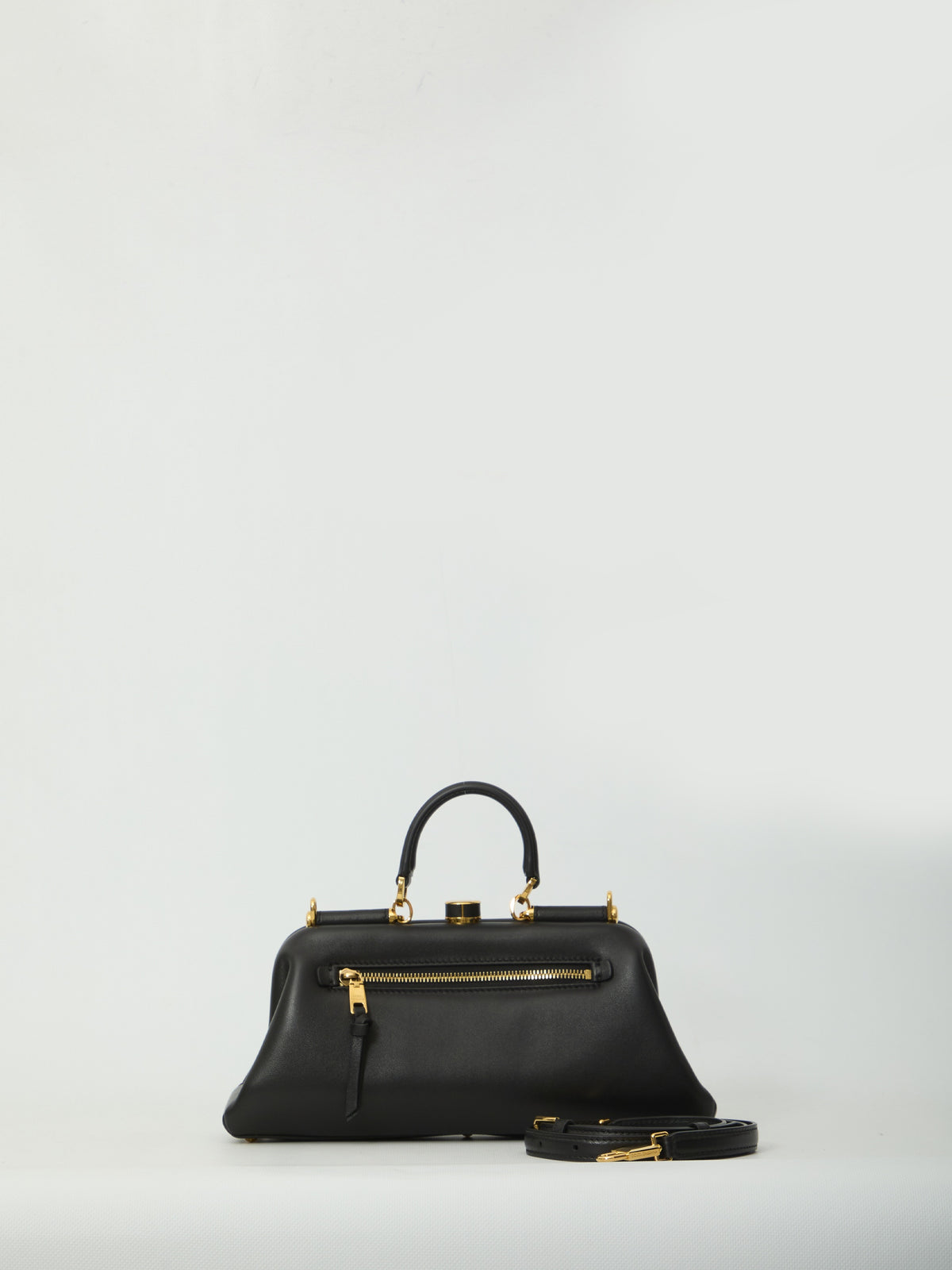 Black lambskin shoulder bag