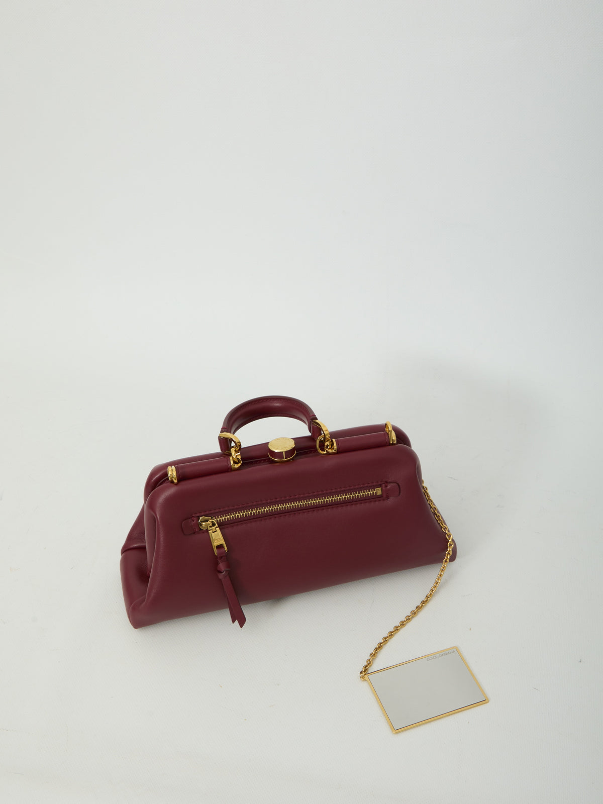 Burgundy lambskin shoulder bag