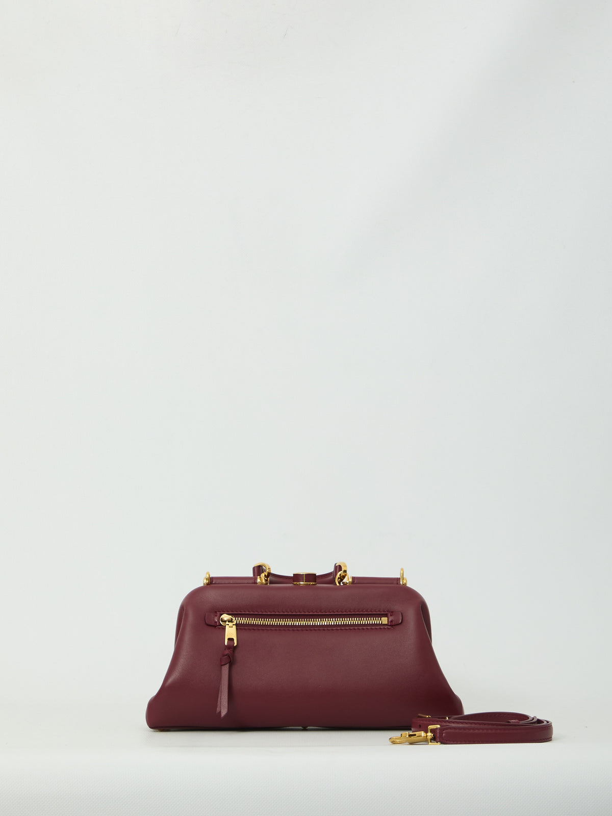 Burgundy lambskin shoulder bag