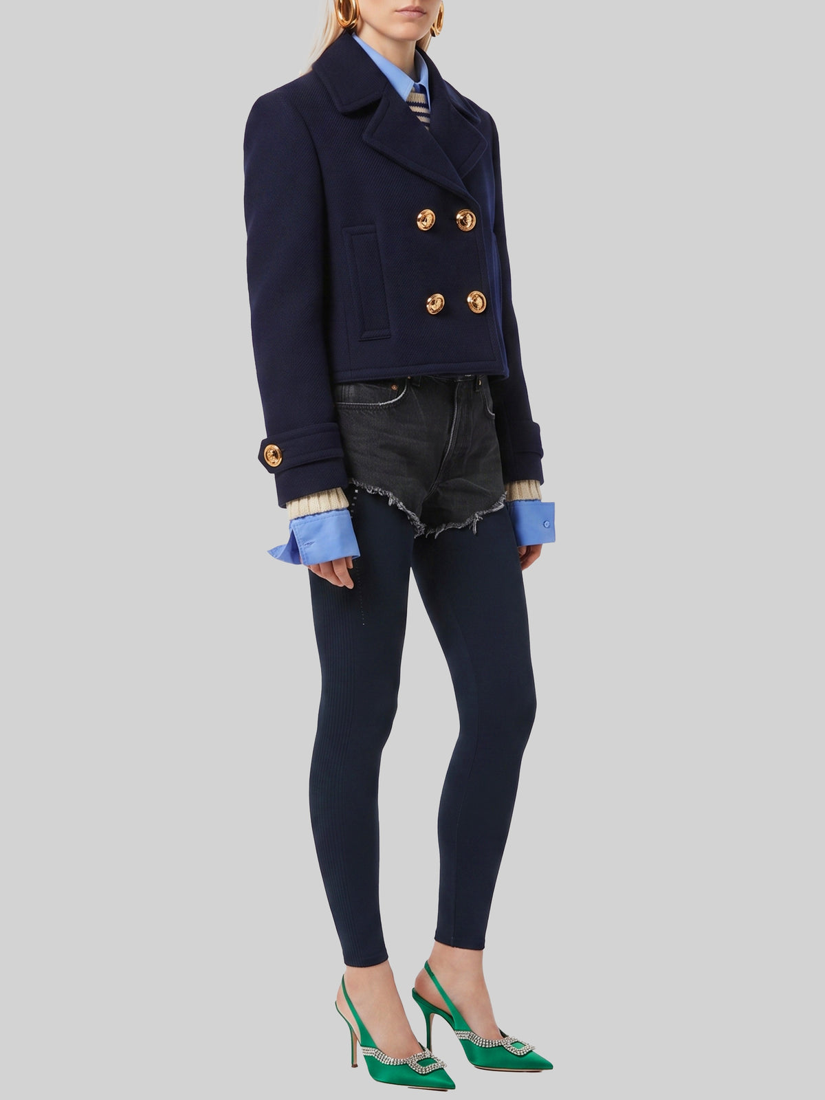 Cropped navy peacoat