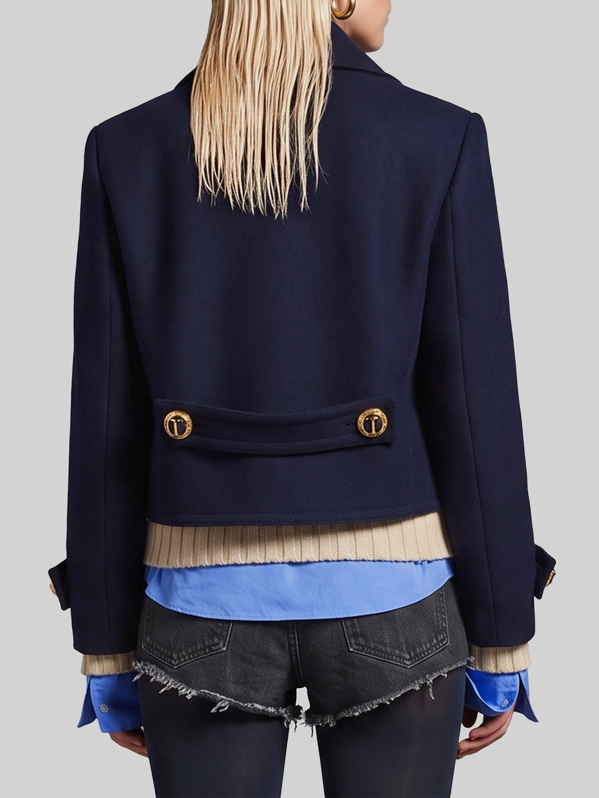 Cropped navy peacoat