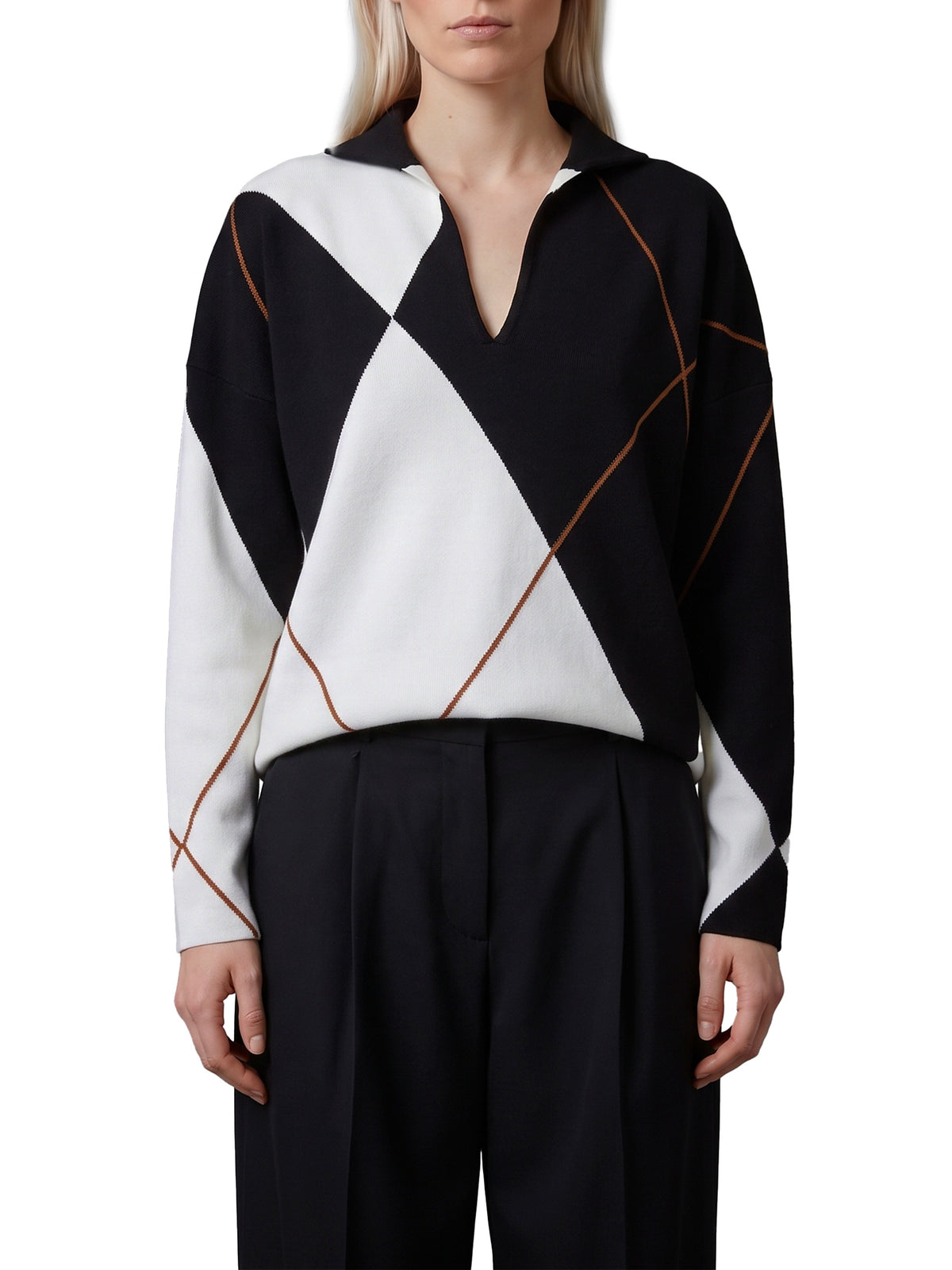 Sala soft sweater in Argyle wool yarn