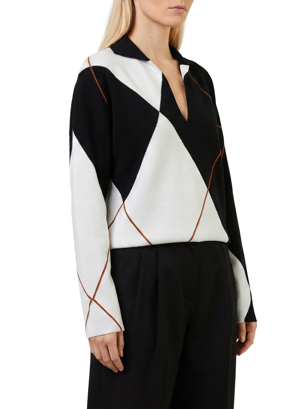 Sala soft sweater in Argyle wool yarn