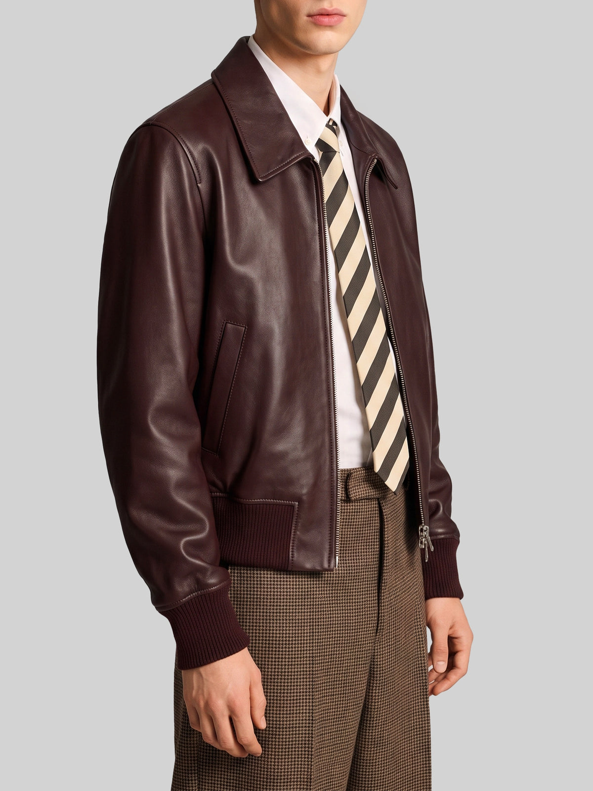 Burgundy zip bomber jacket
