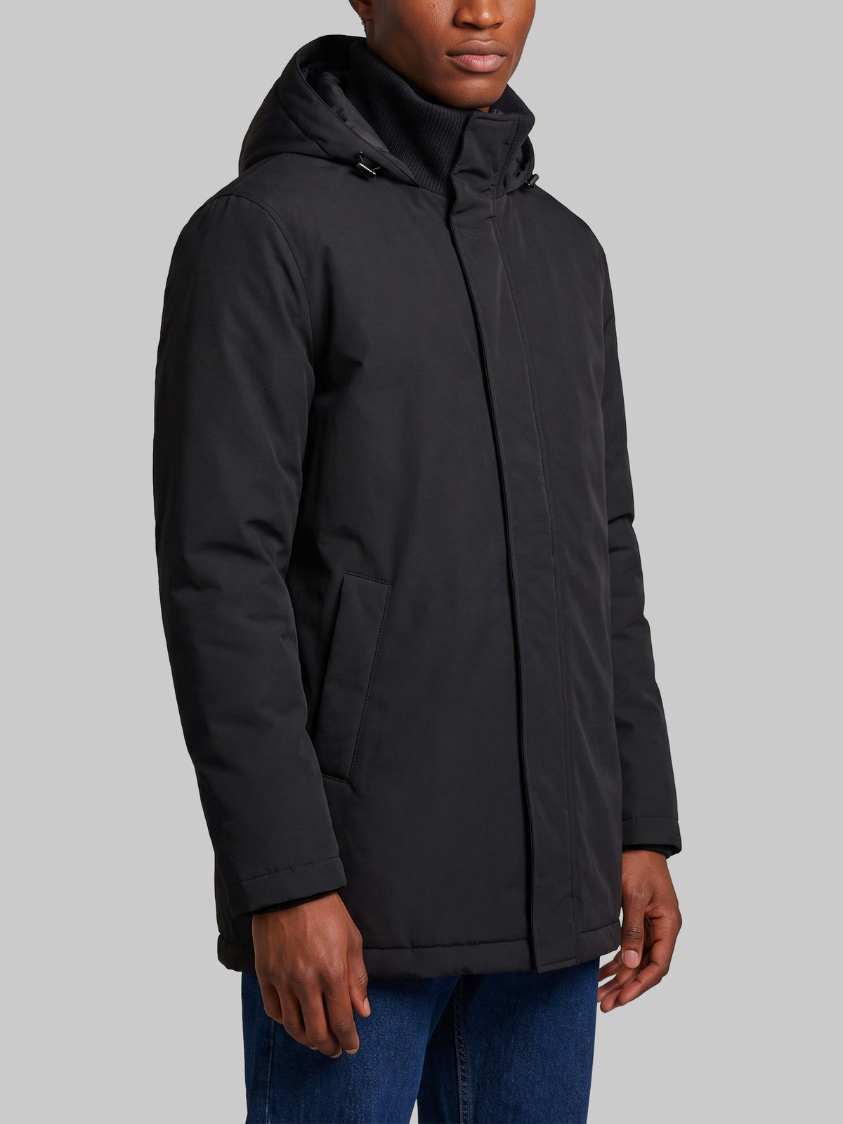 Black knit-collar jacket
