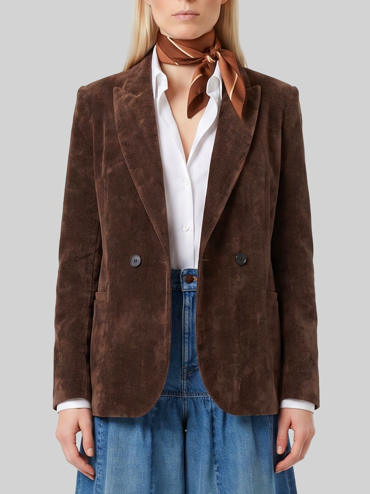 Double-breasted délavé velvet jacket