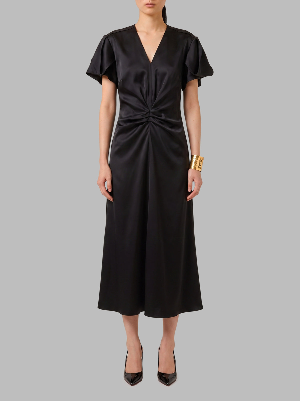 Midi dress with draping