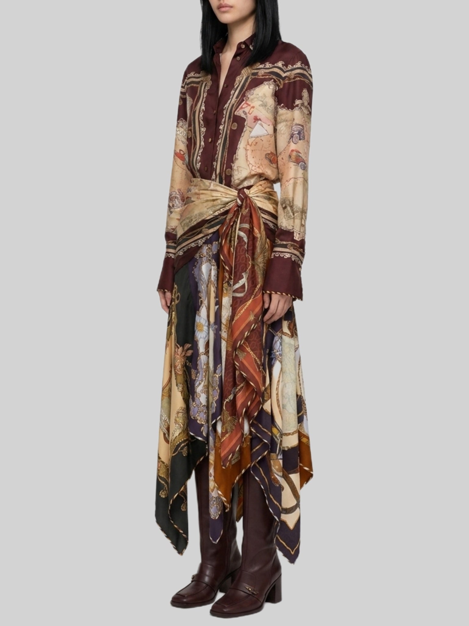 Draped midi skirt with Valiant scarf