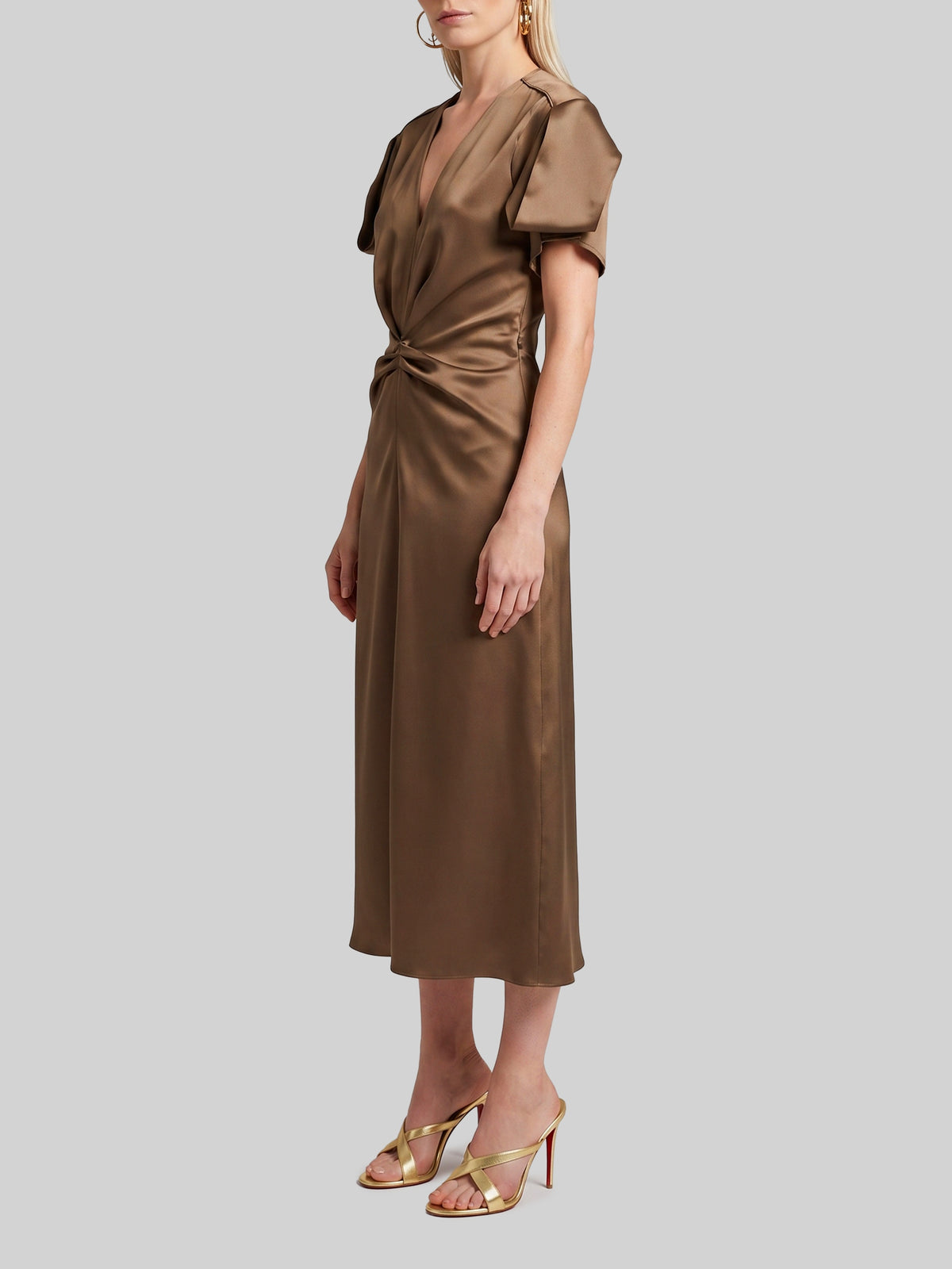 Midi dress with draping