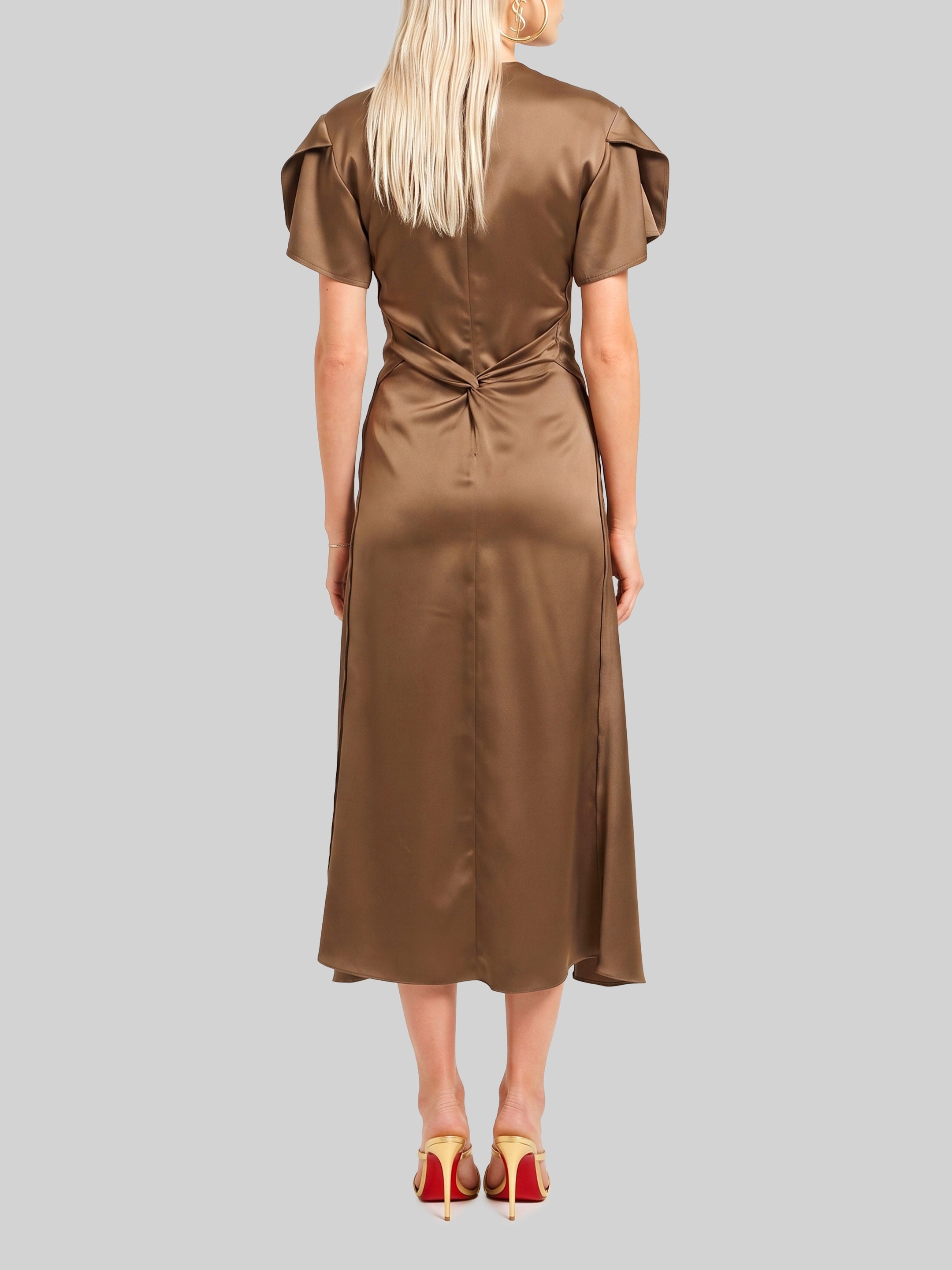 Midi dress with draping