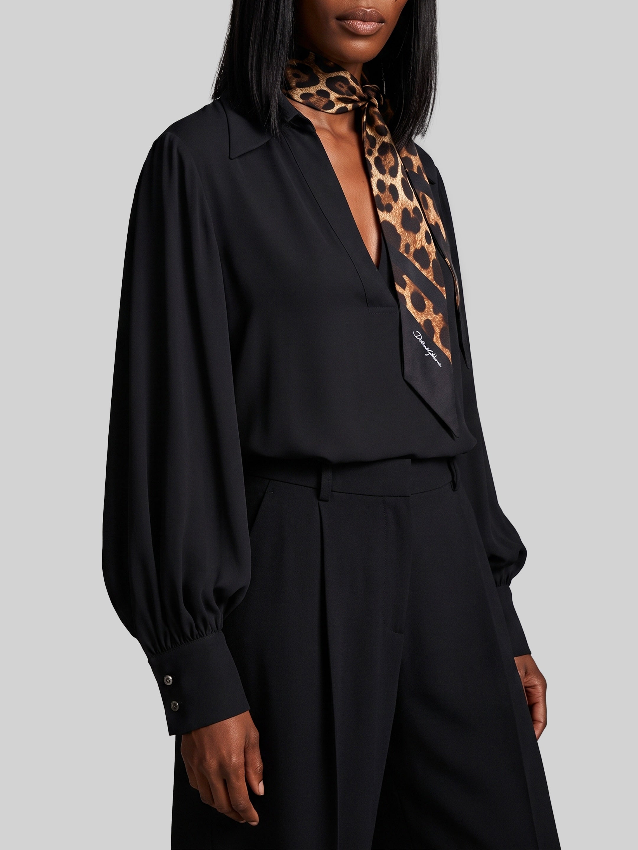 Black double georgette blouse