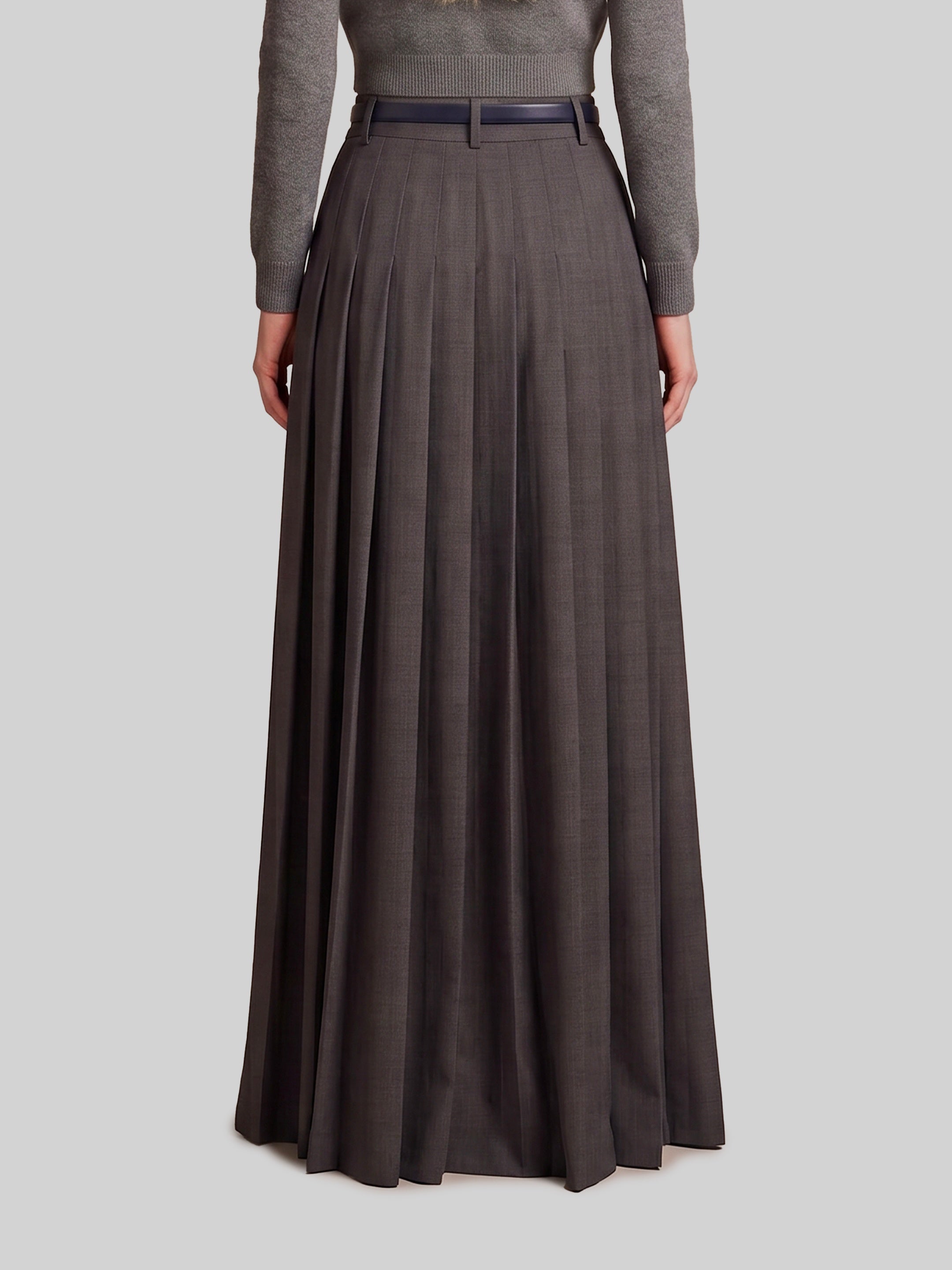 Anthracite maxi pleated skirt