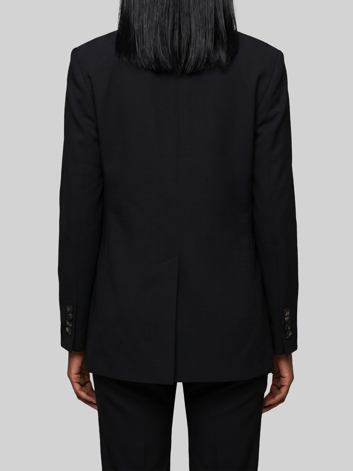 Double-breasted black jacket