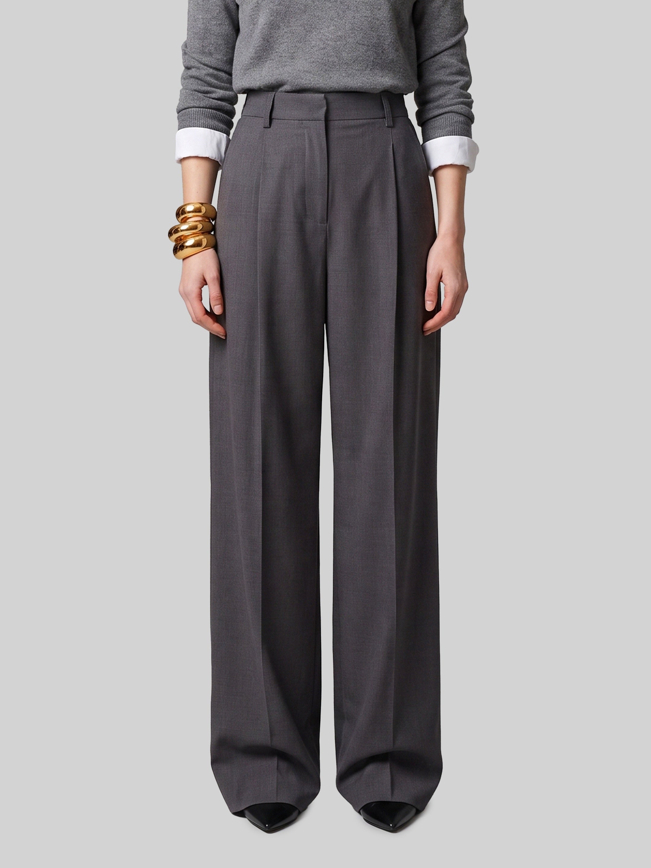 Light stretch canvas pants in anthracite grey