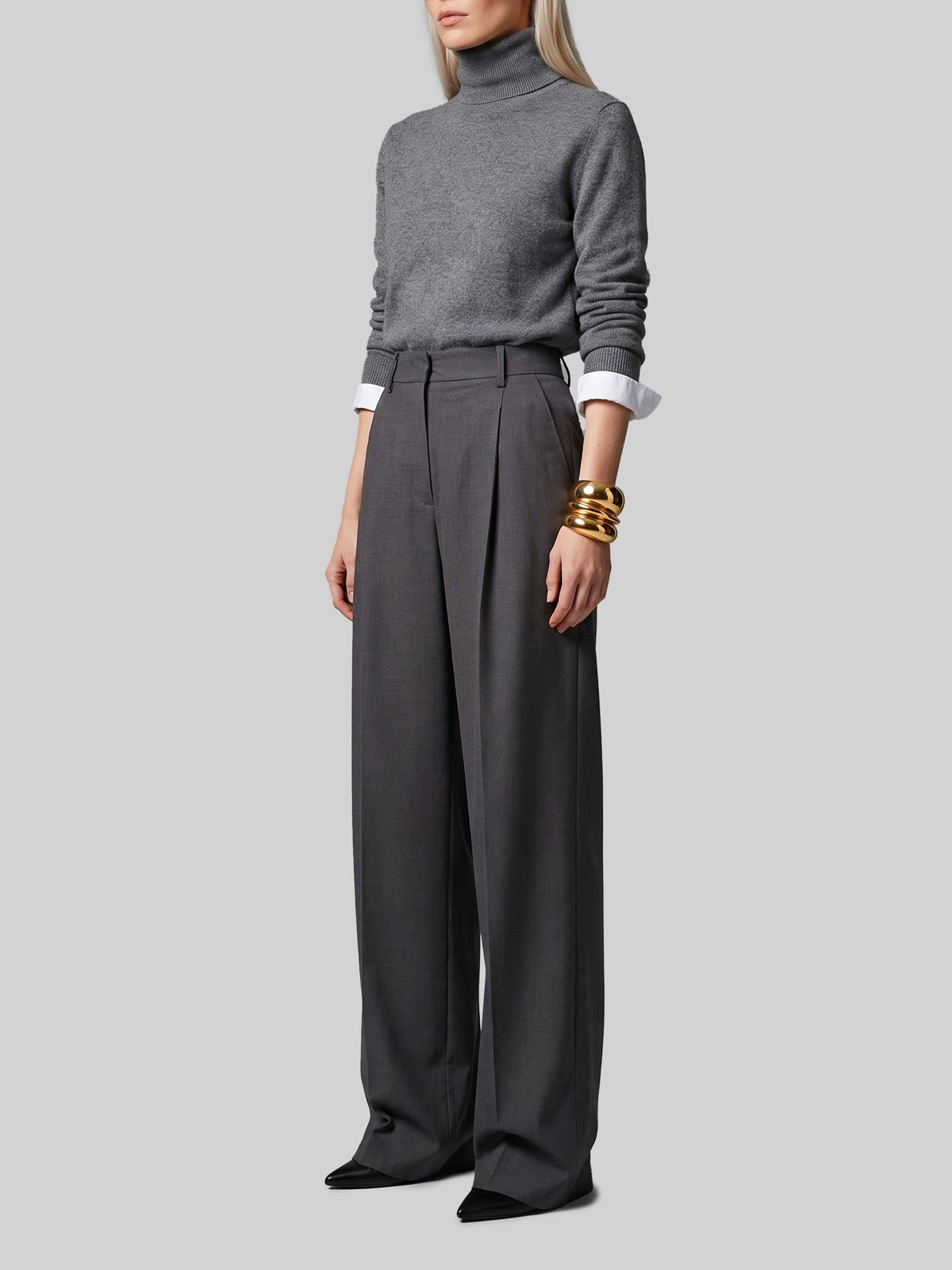Light stretch canvas pants in anthracite grey