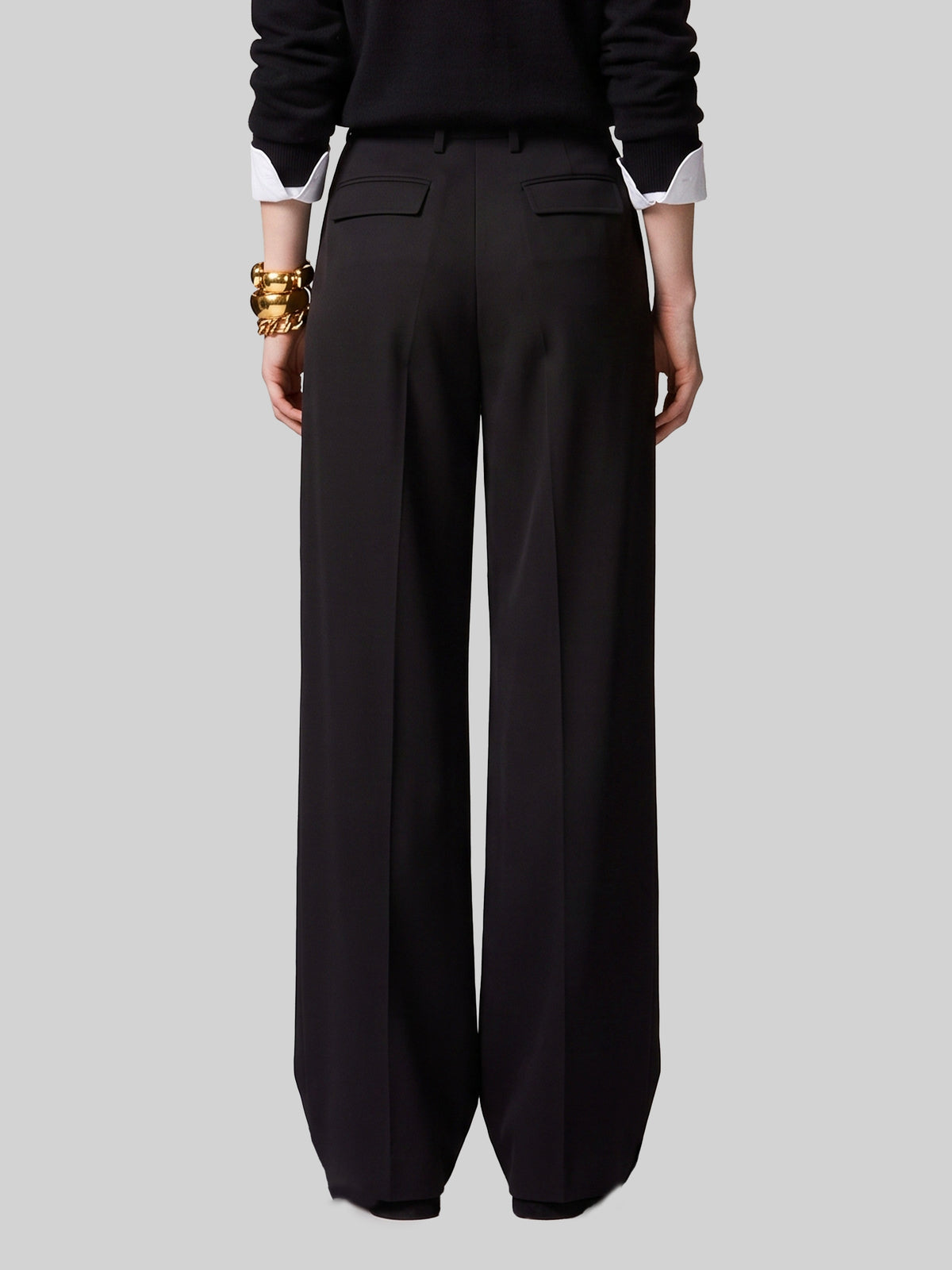 Light stretch canvas pants in black
