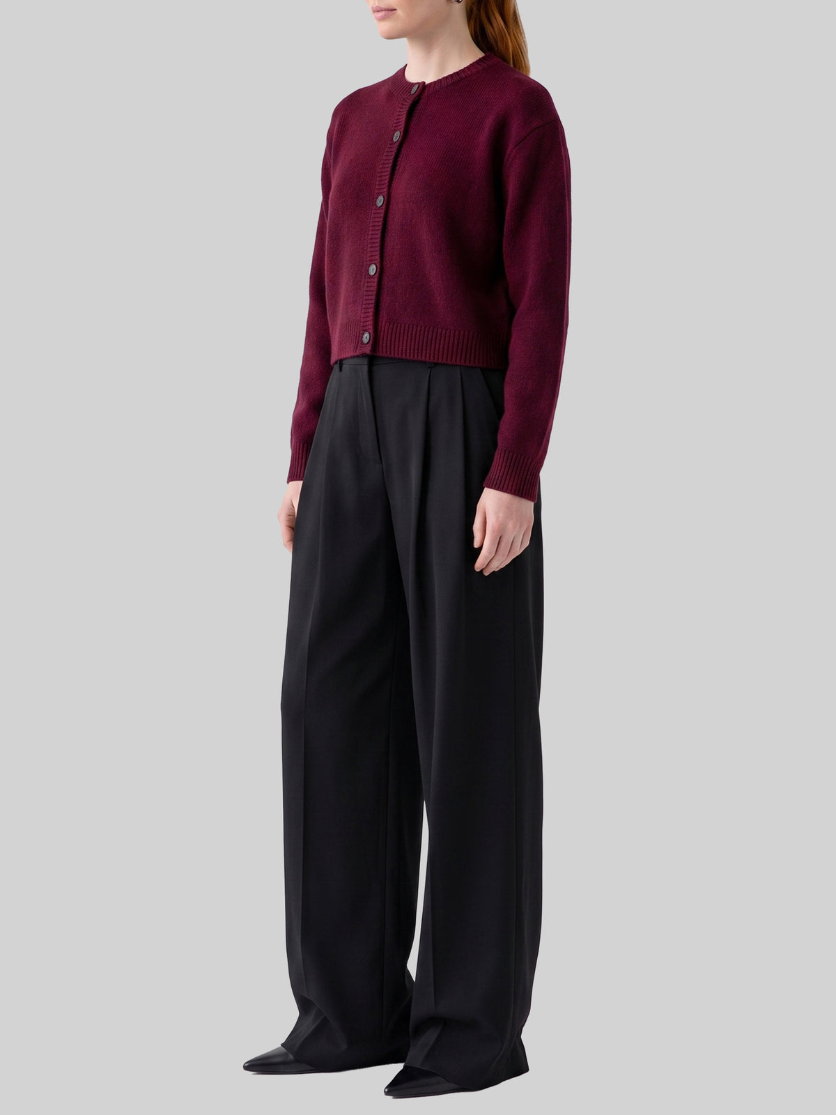 Wide-leg stretch canvas trousers