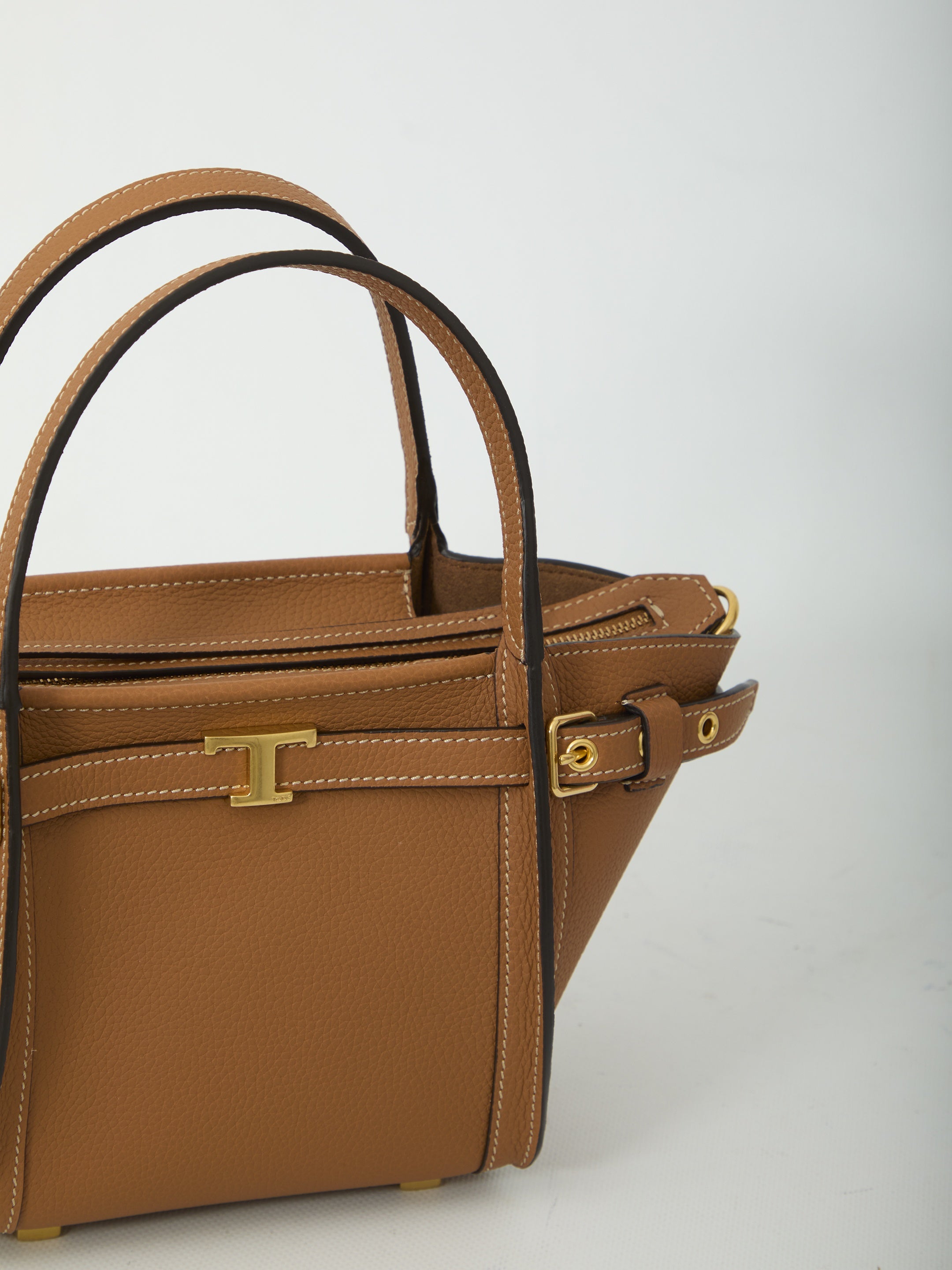 Mini leather shopping bag