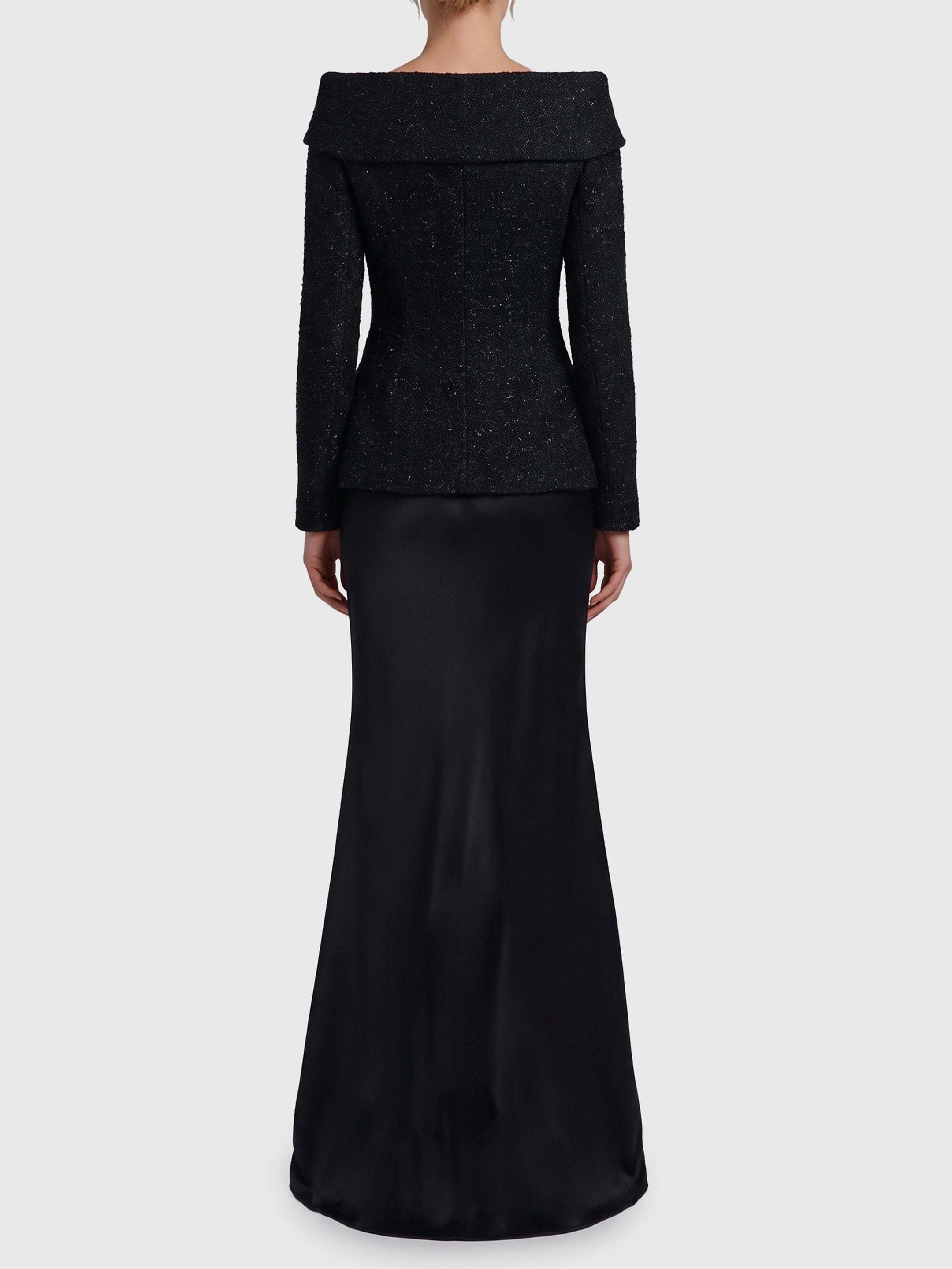 Metallic bouclé satin maxi dress
