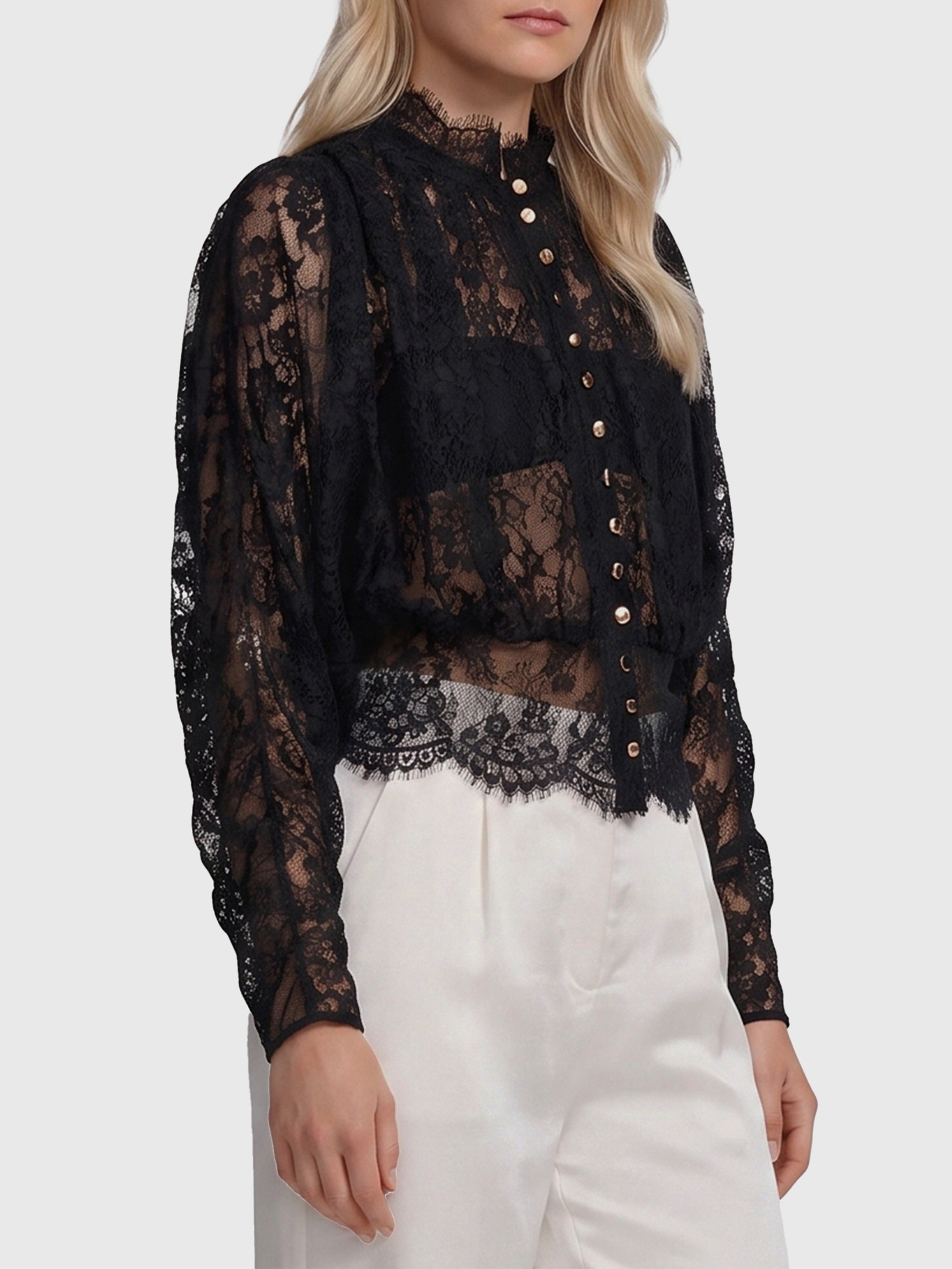 Lace high neck blouse