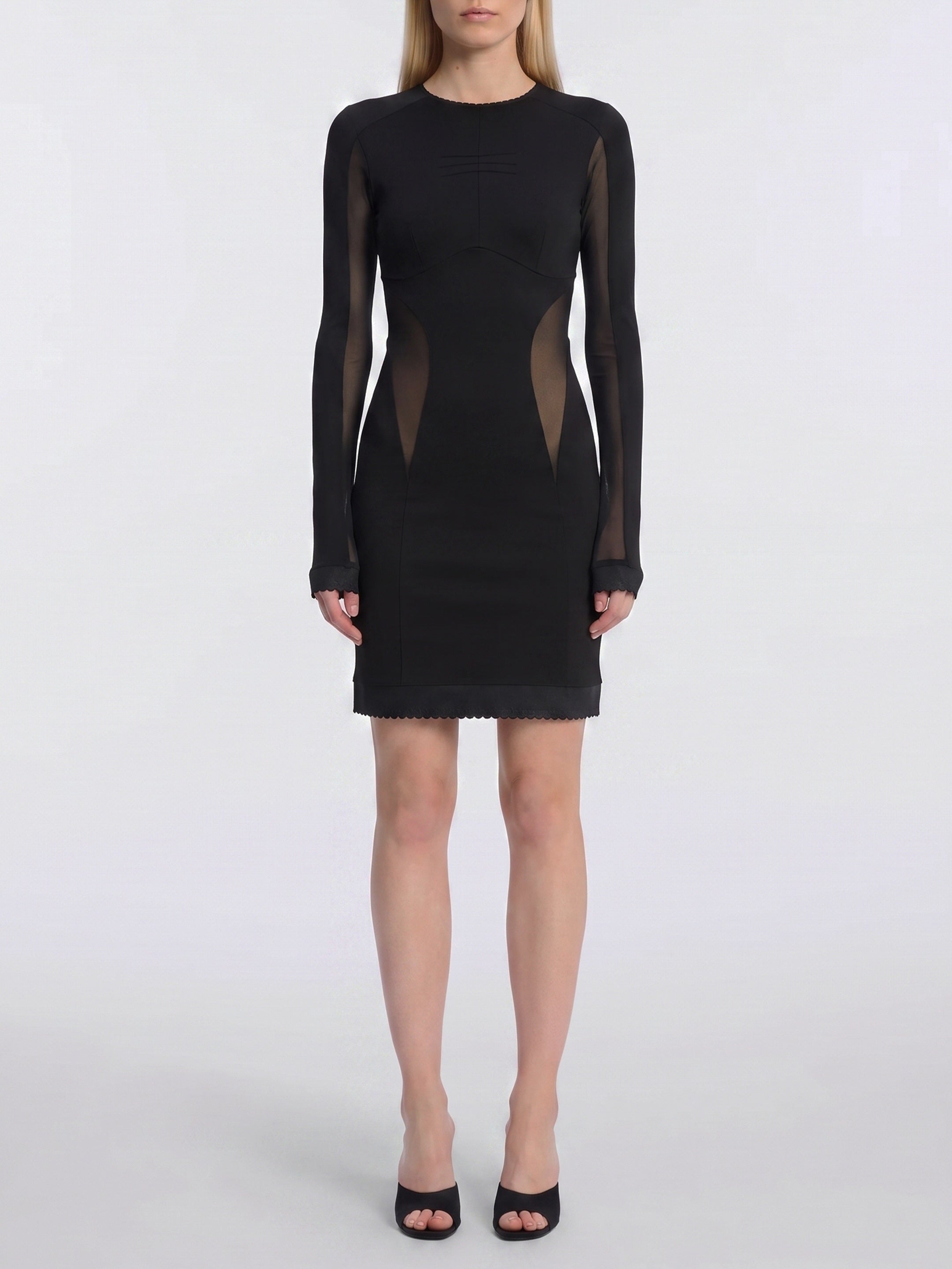 Mini dress with tulle inserts