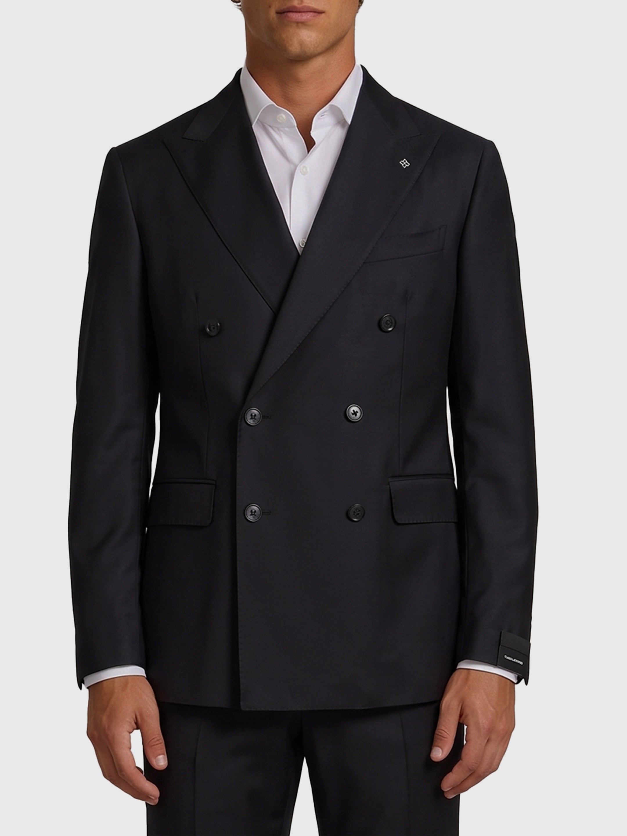 New York double-breasted virgin wool suit