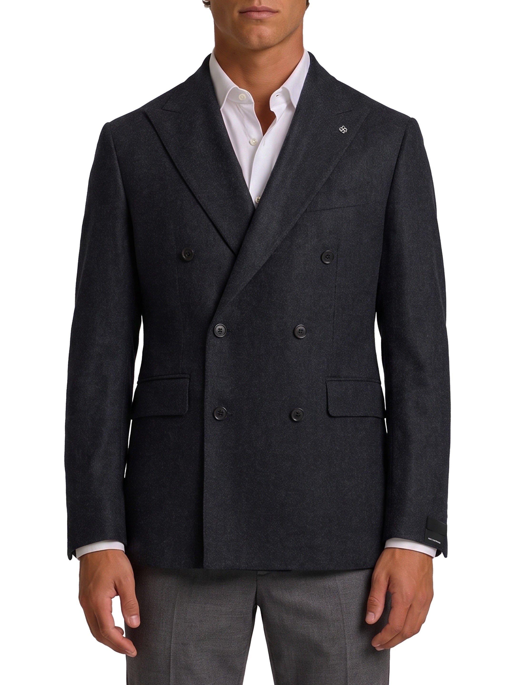 New York double-breasted virgin wool jacket