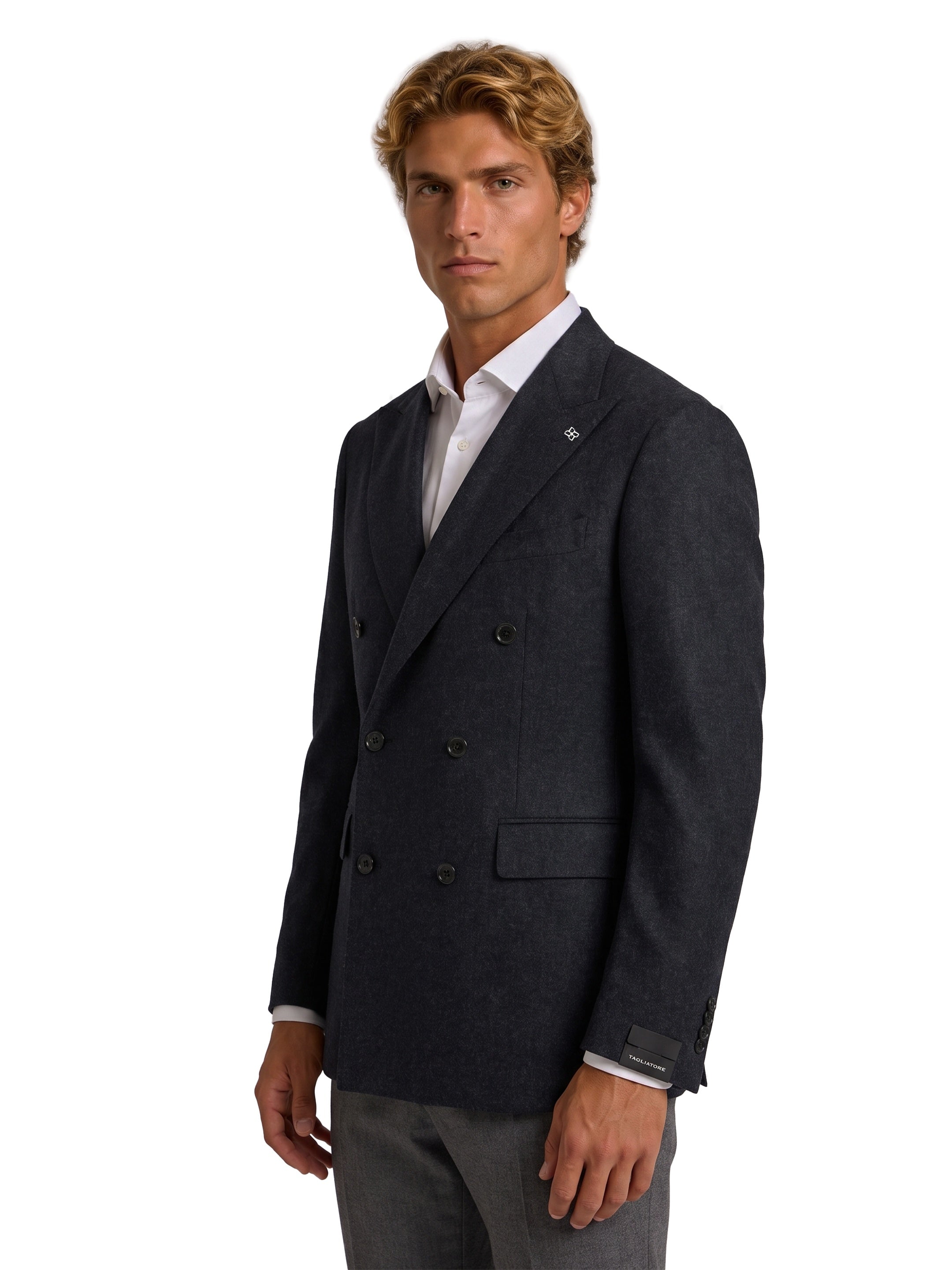 New York double-breasted virgin wool jacket
