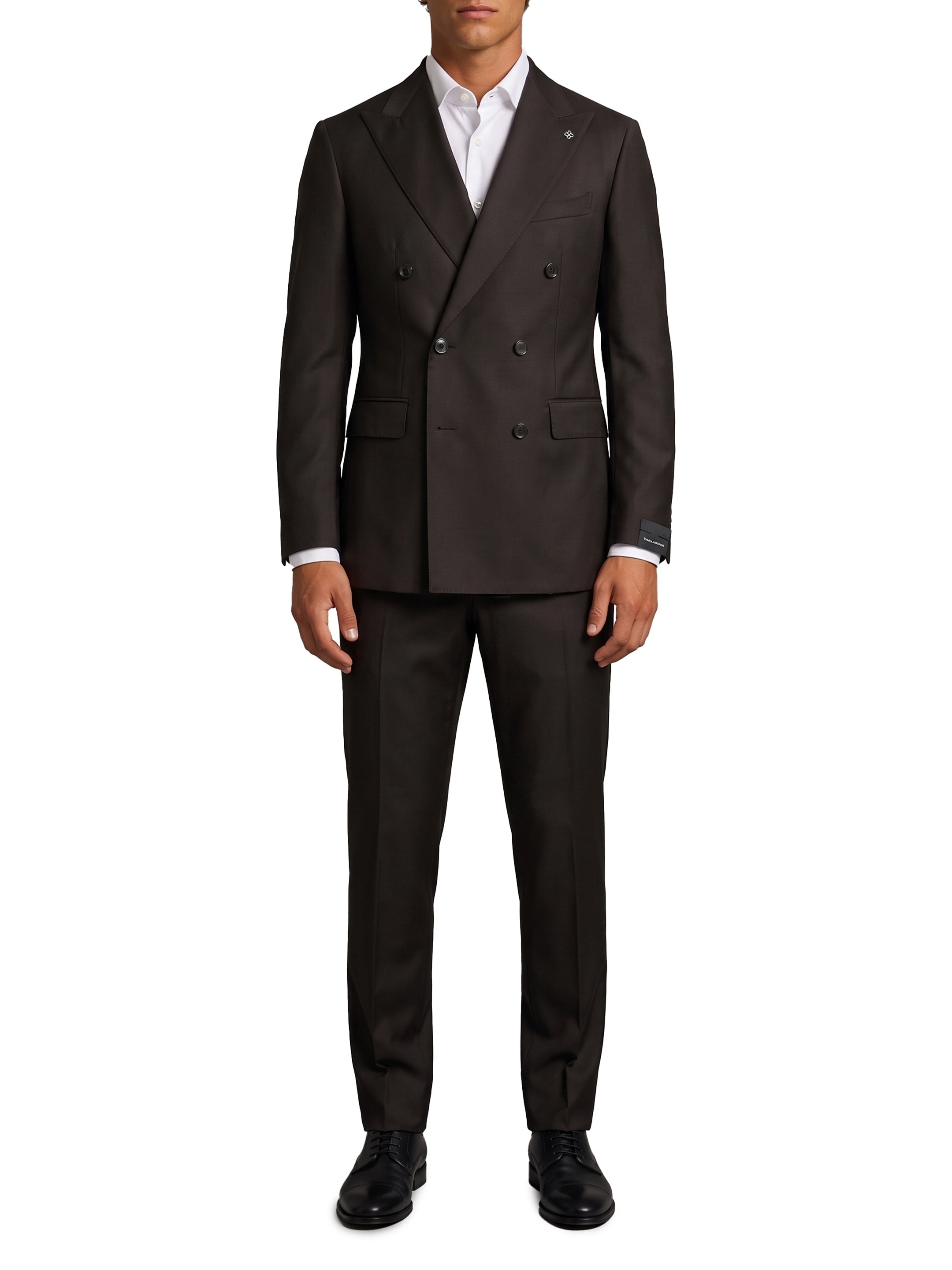 New York double-breasted virgin wool suit