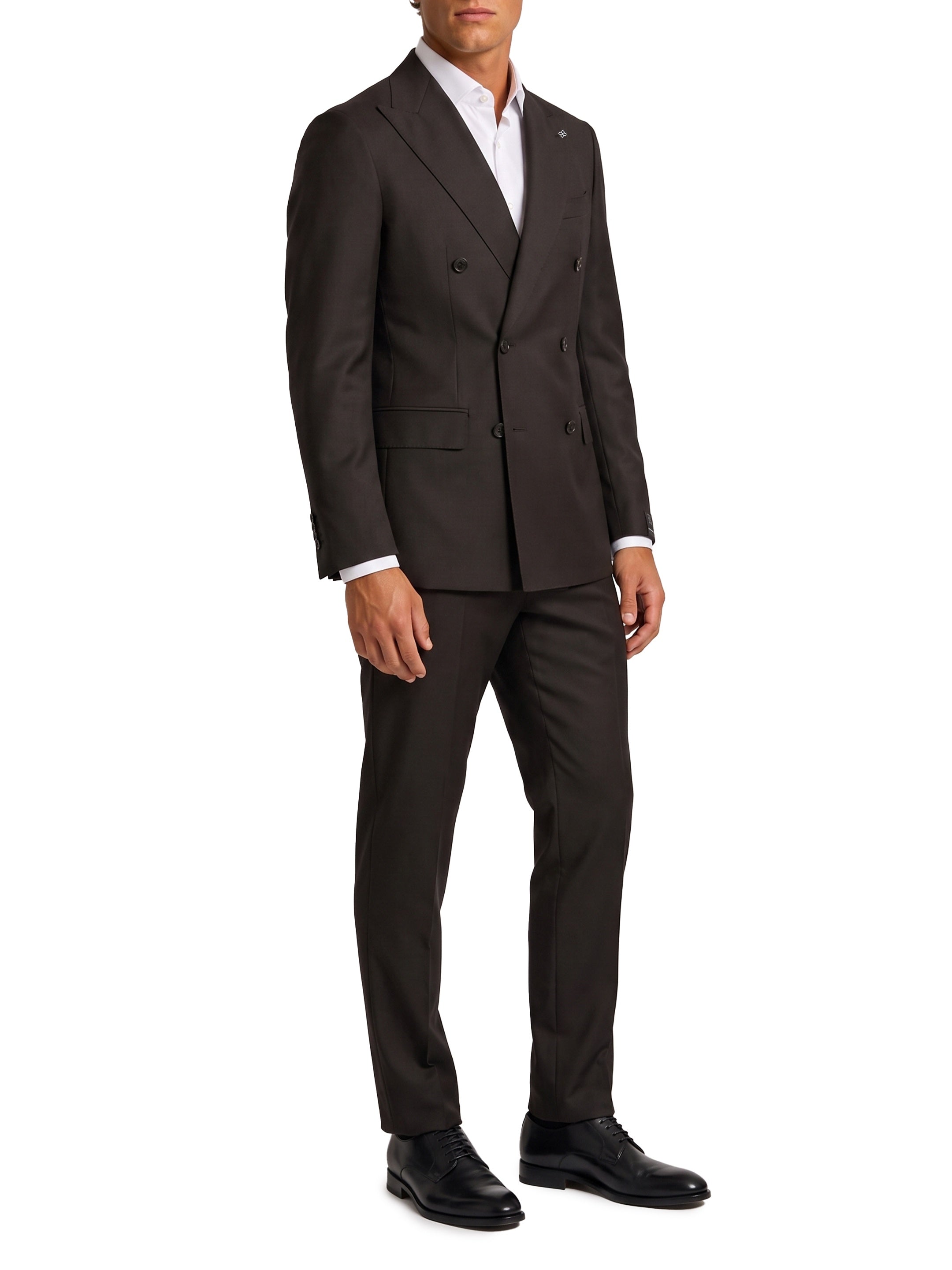 New York double-breasted virgin wool suit