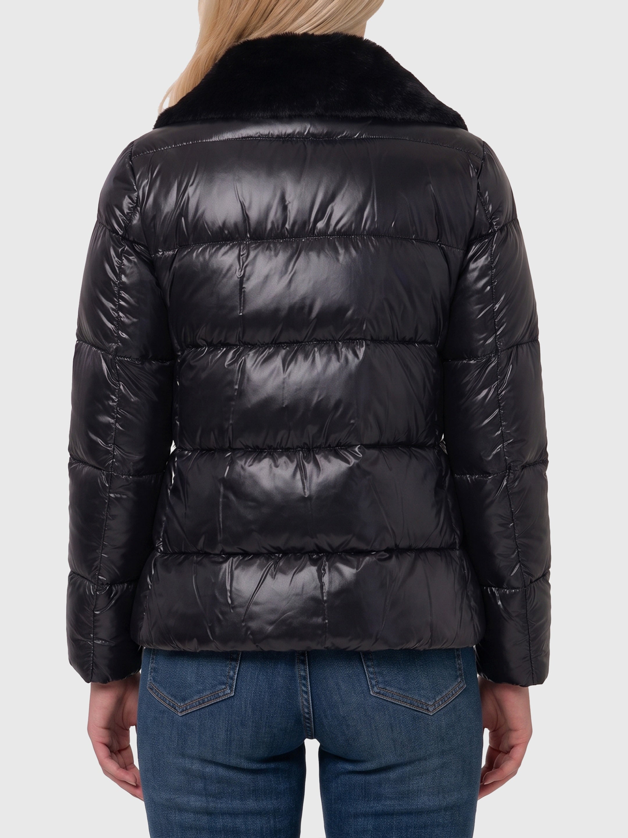 Ultralight nylon and fur collar jacket