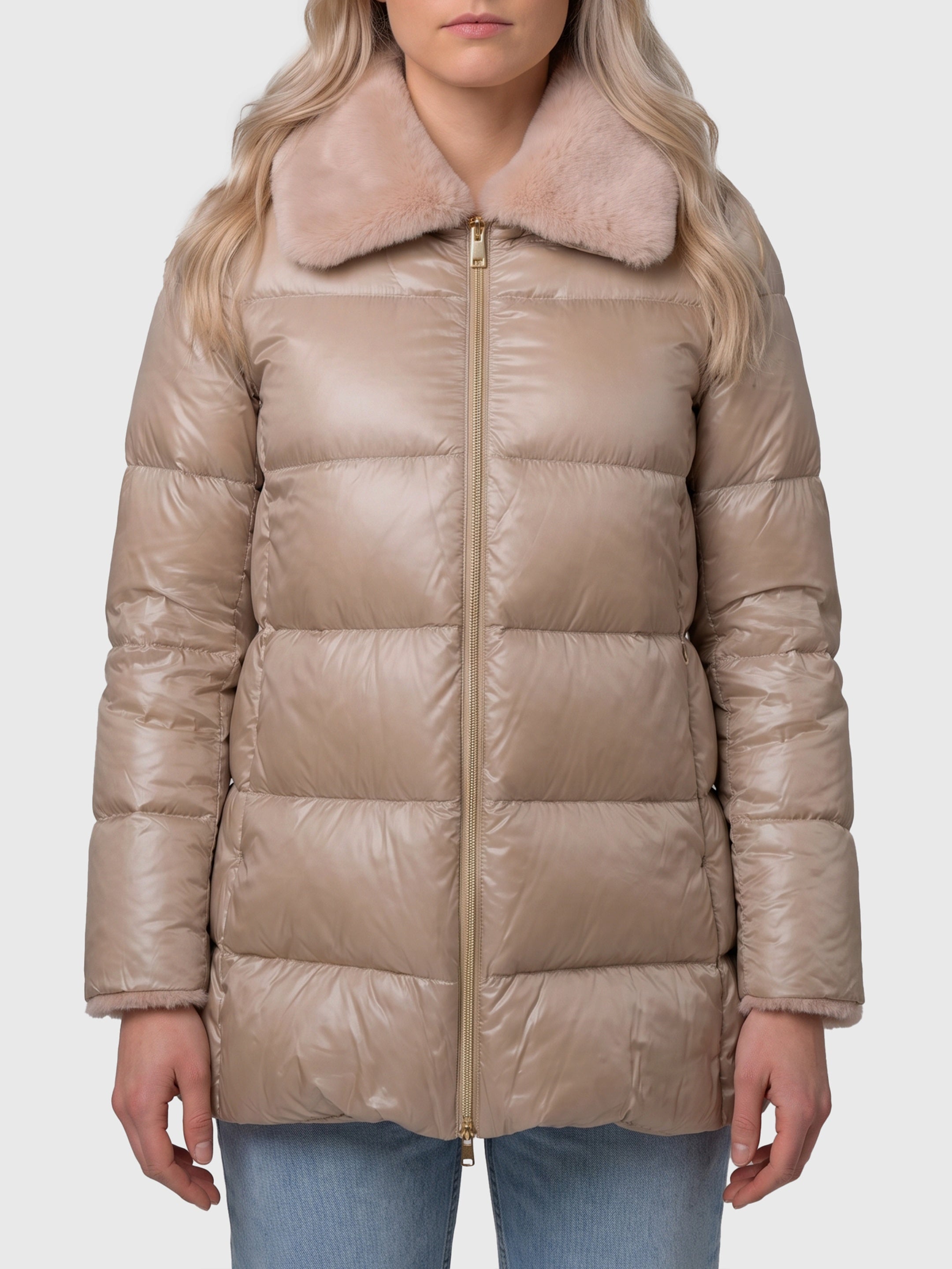 Light puffer with collar ecofur