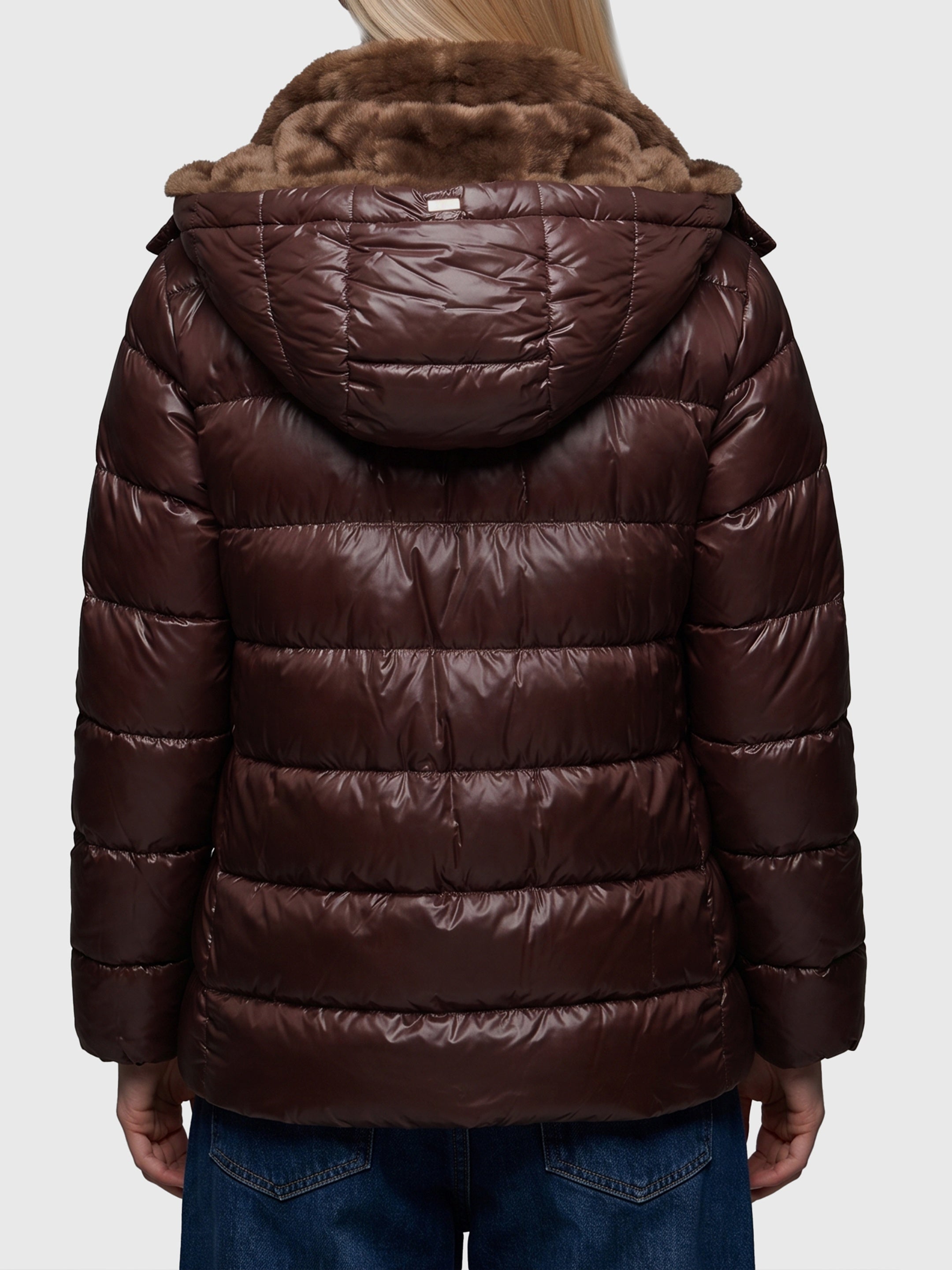 Ultralight down jacket with faux fur