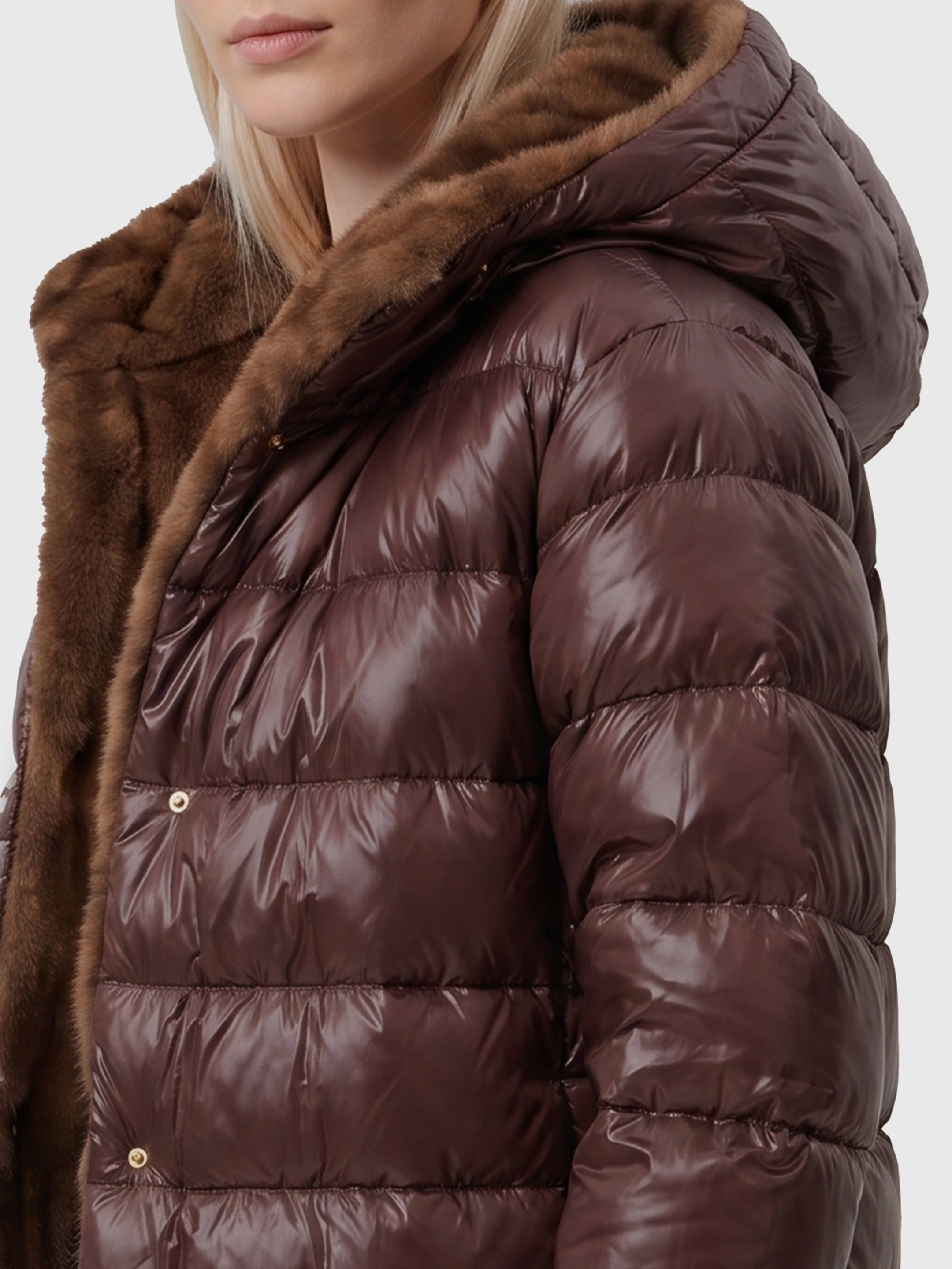 Ultralight down jacket with faux fur