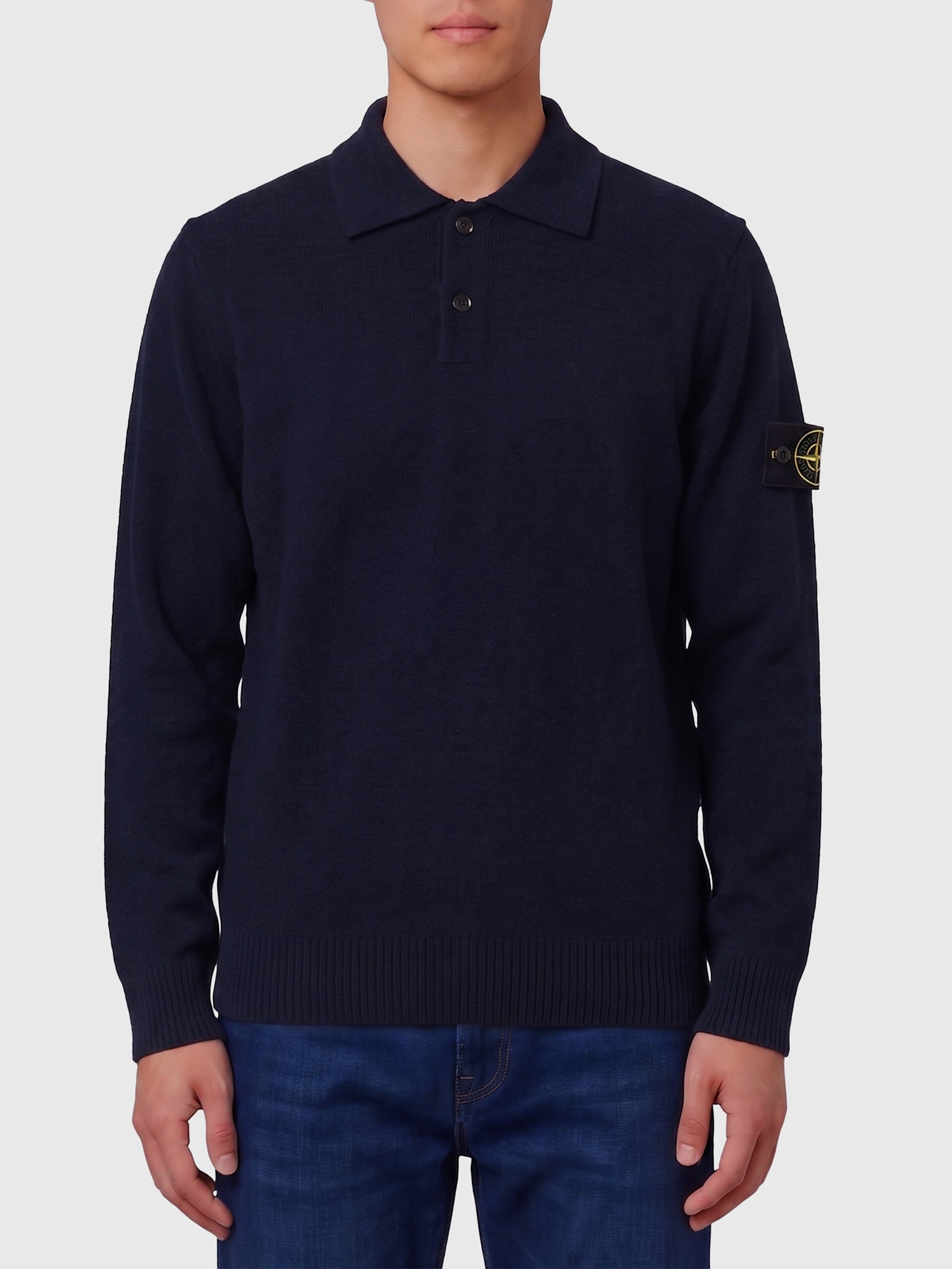 Navy blue RWS virgin wool polo shirt