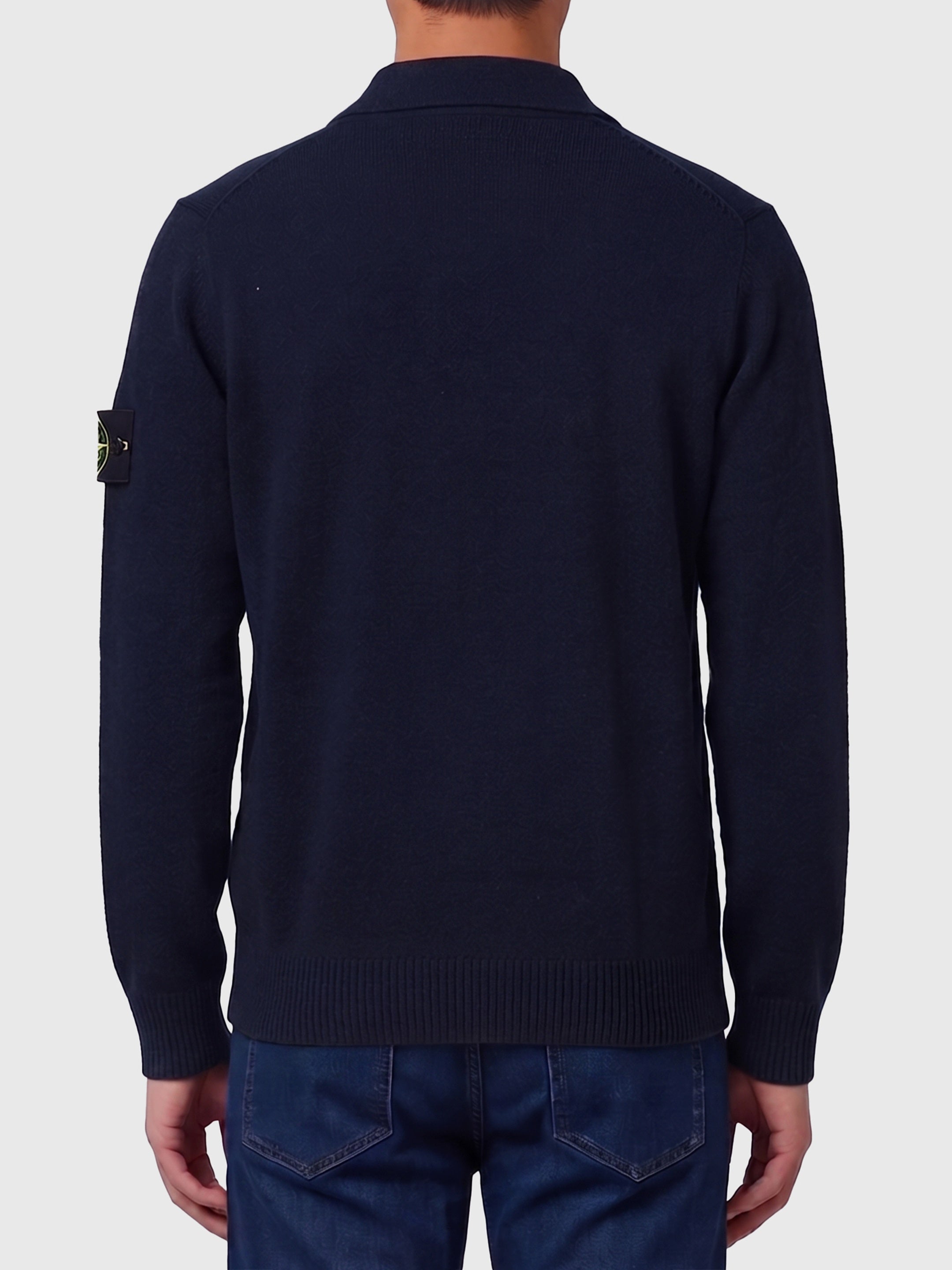 Navy blue RWS virgin wool polo shirt