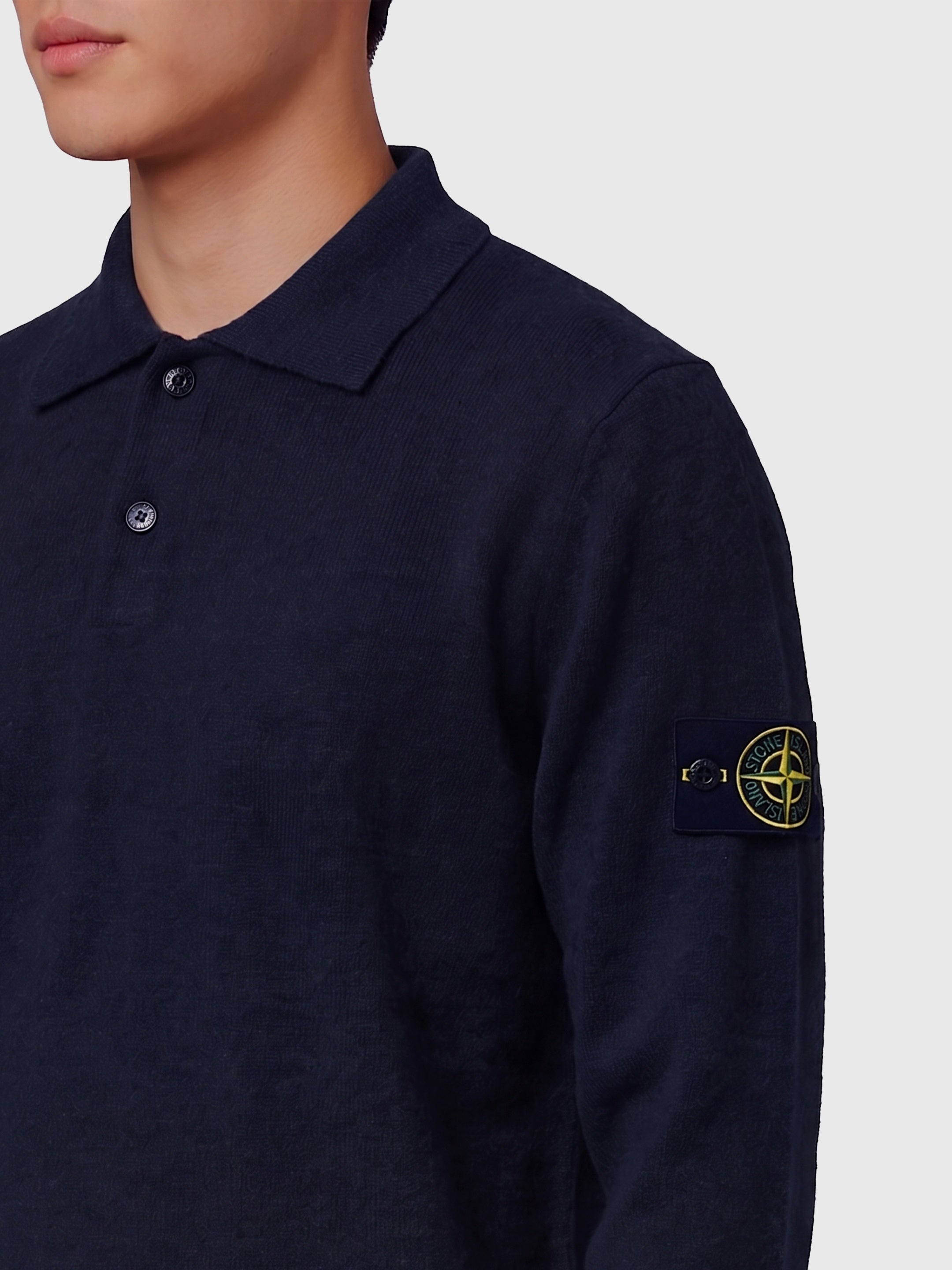 Navy blue RWS virgin wool polo shirt