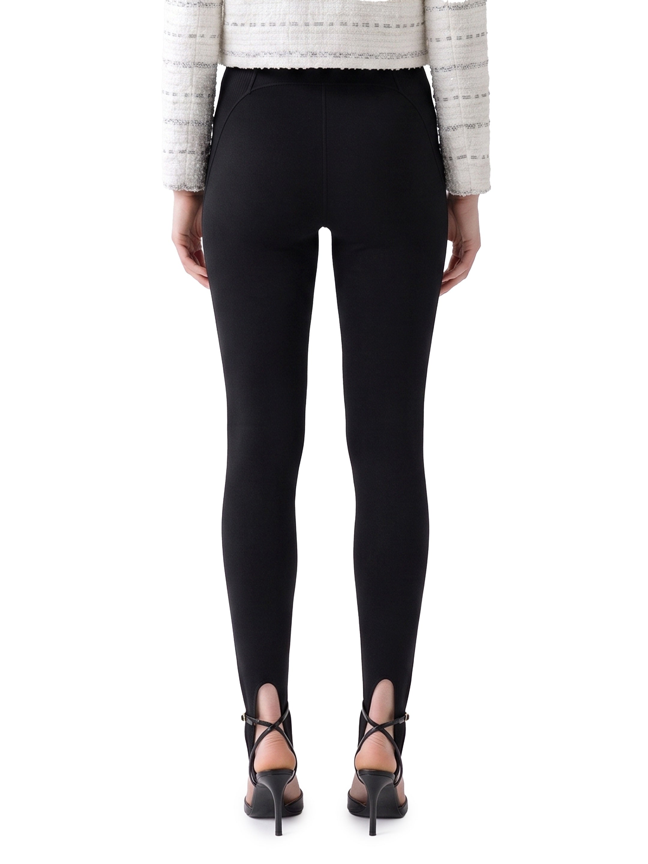 Black knit stirrup leggins