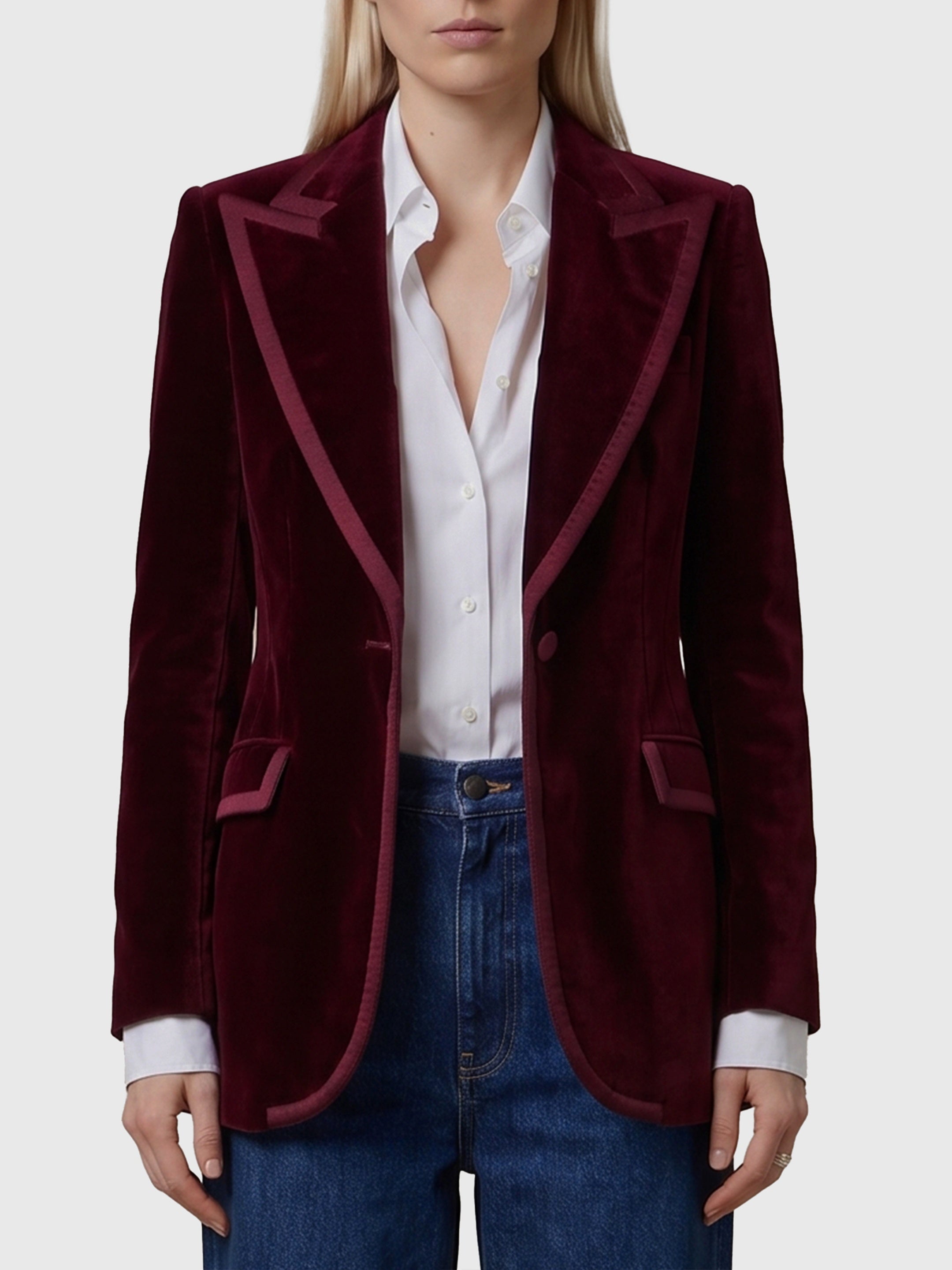 Single-breasted velvet jacket