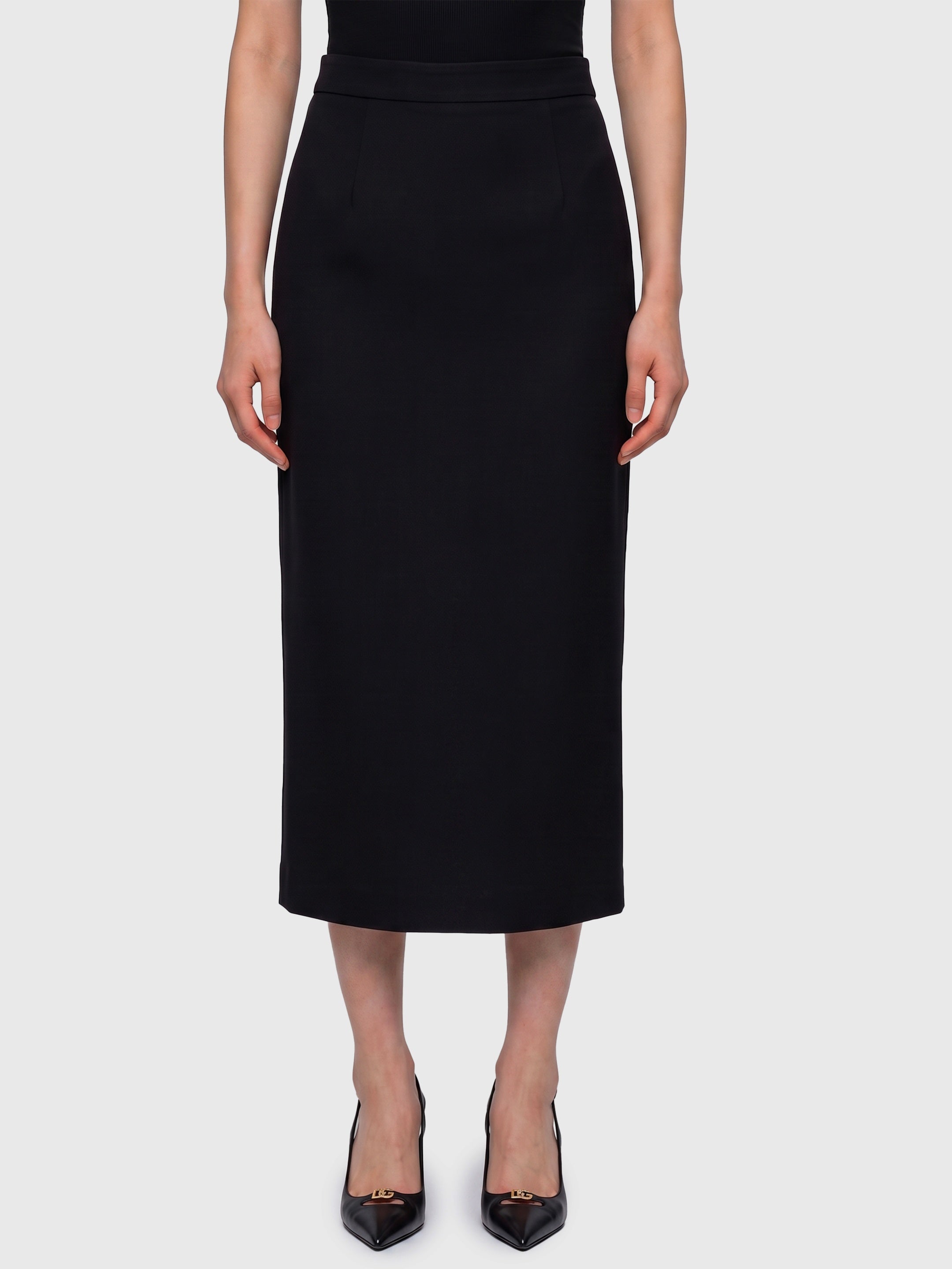 Virgin wool midi skirt