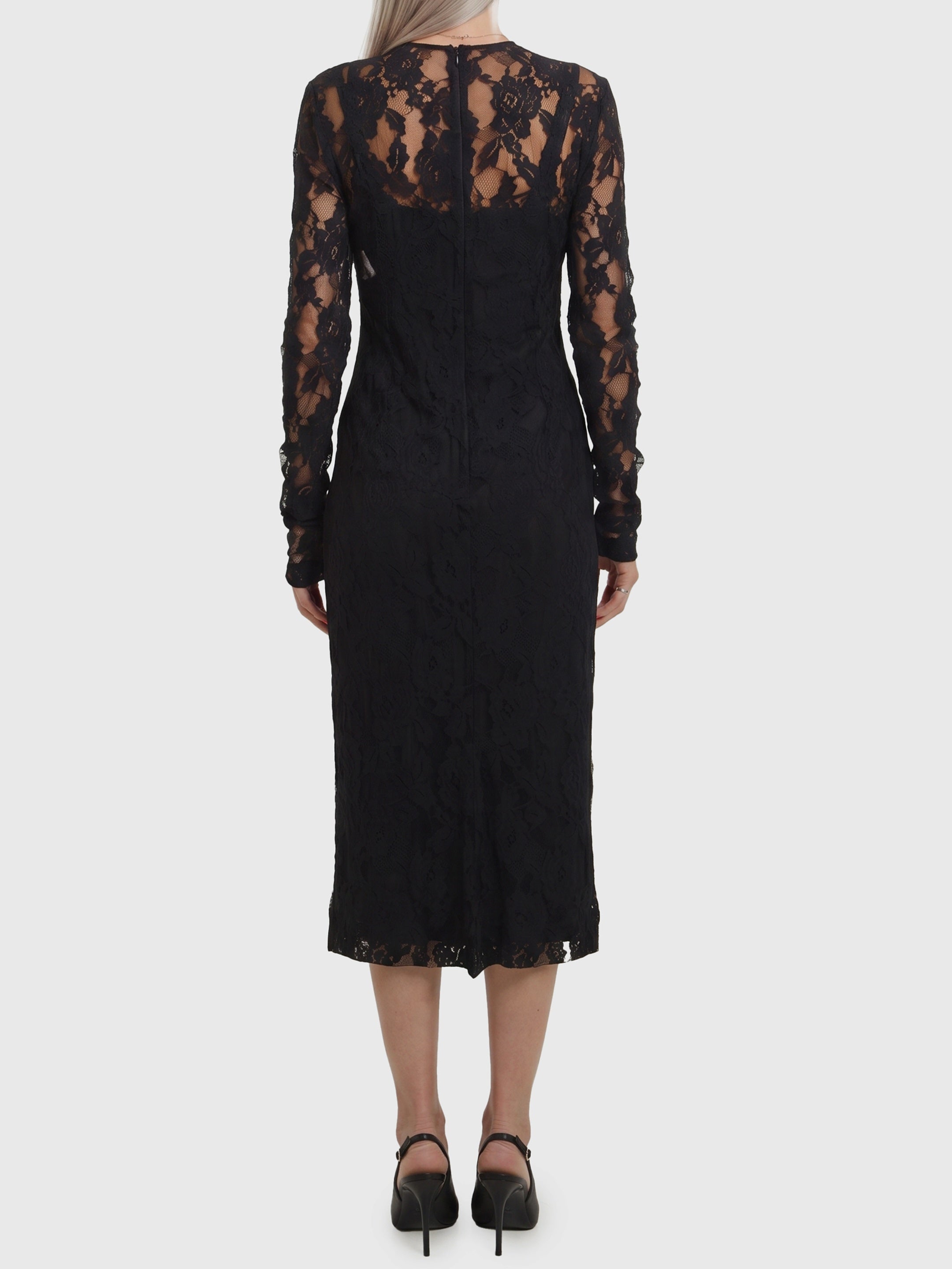 Black midi lace dress