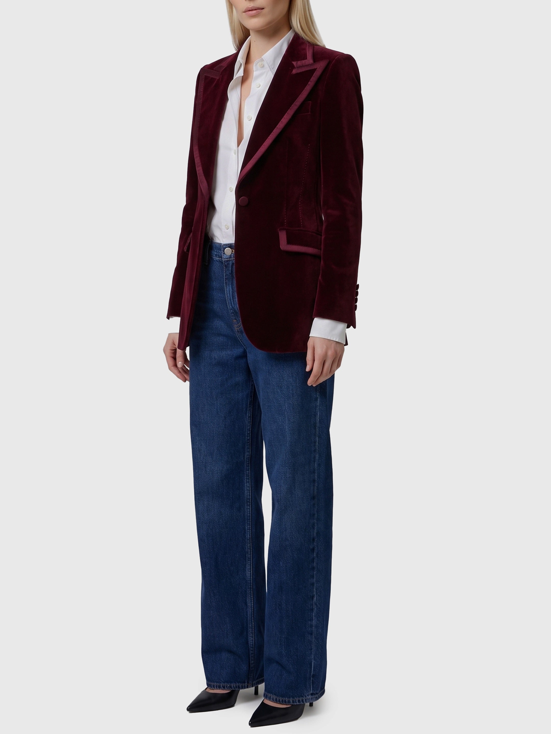 Single-breasted velvet jacket