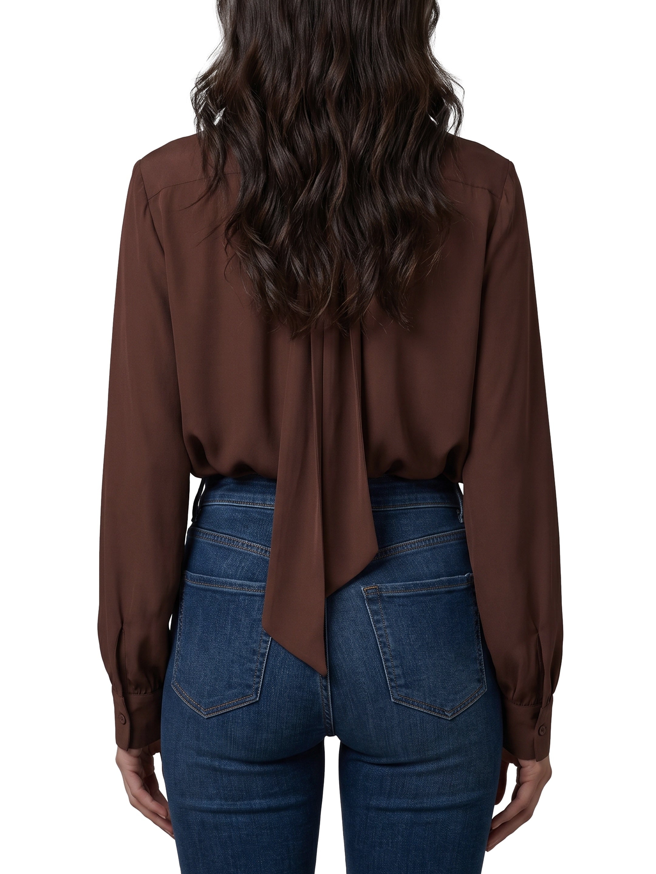 Silk-blouse blouse with bow