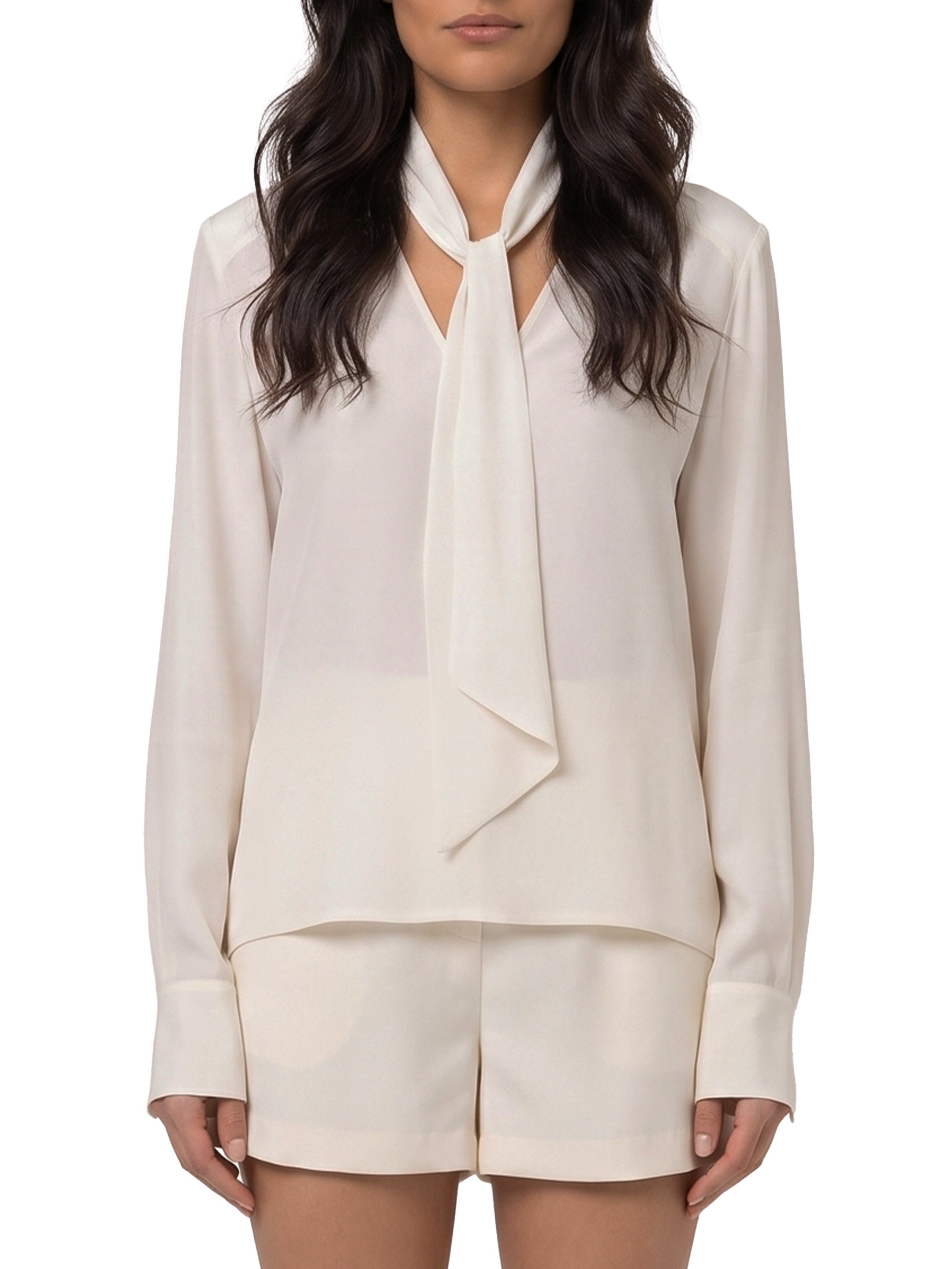 V-neck shirt with scarf